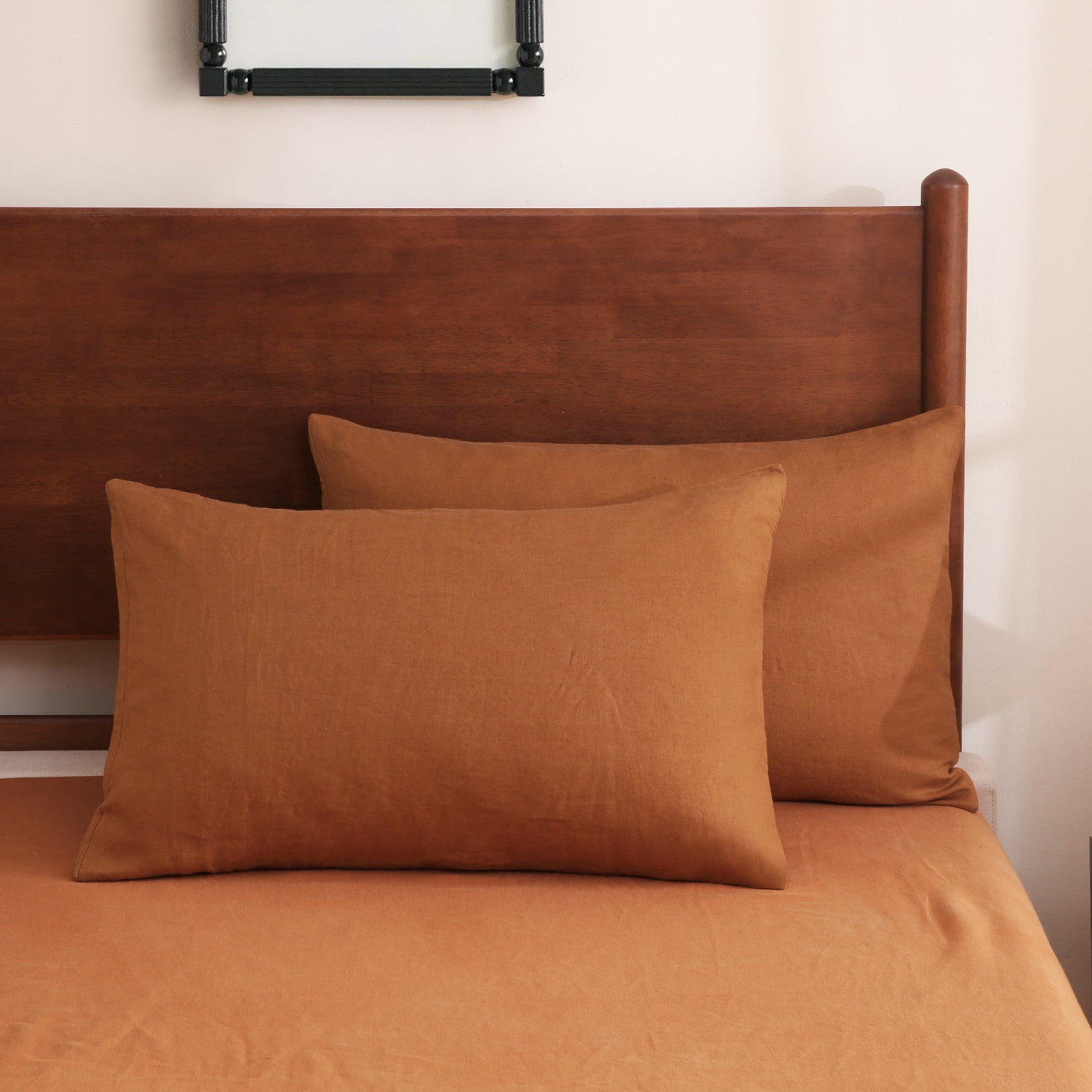 Rust 100% Organic Linen Pillowcases-Victory Symbol