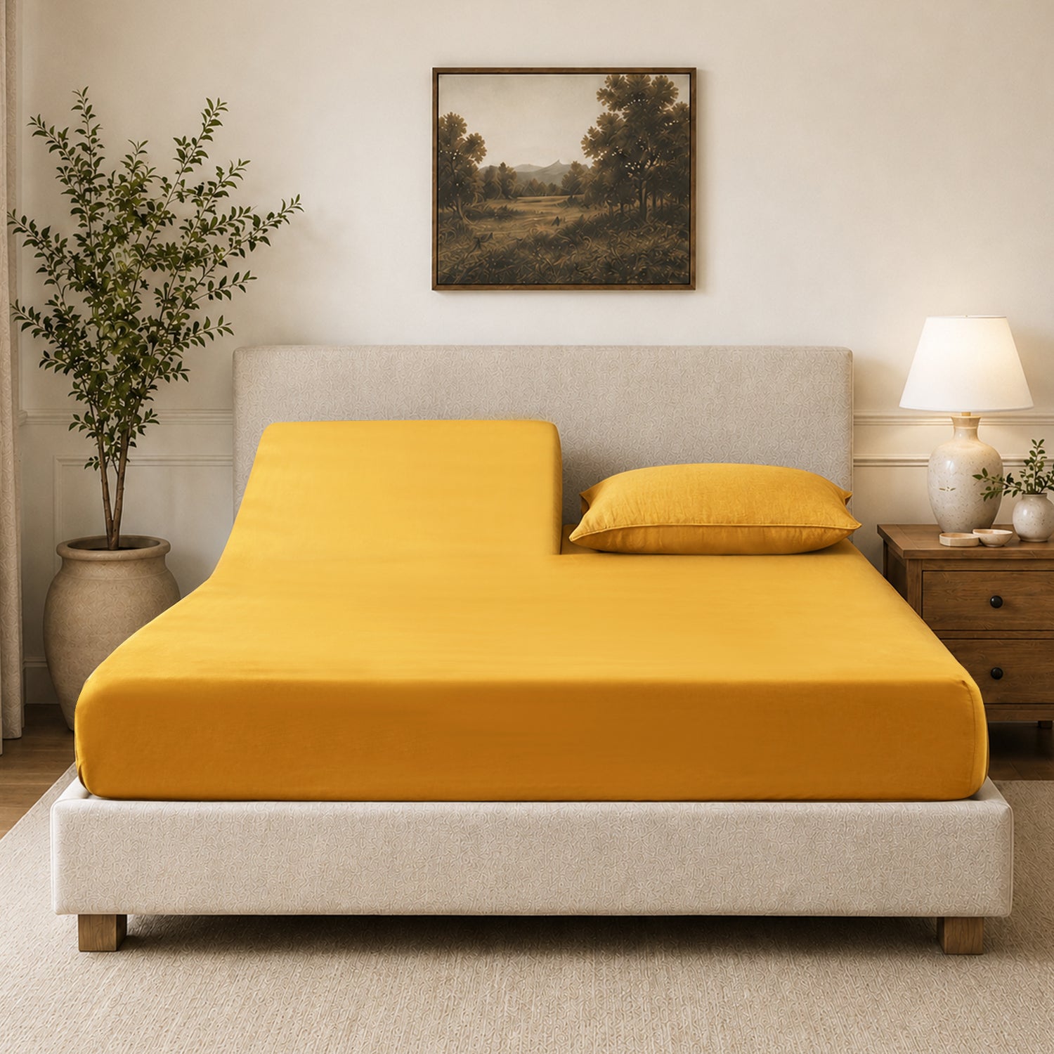 100% Organic Linen Top Split Adjustable Fitted Sheet For Adjustable Beds
