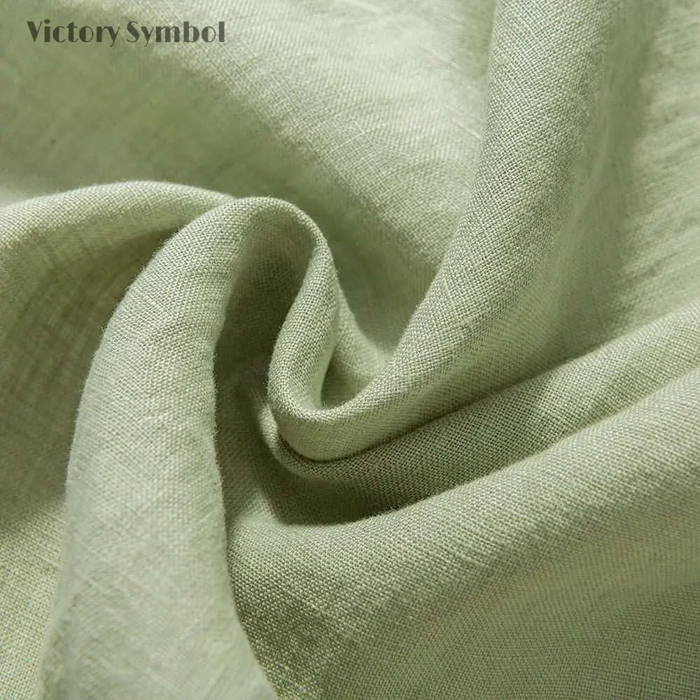 Mint Green 100% Organic Linen Curtain for Bedroom Living Room - Victory Symbol