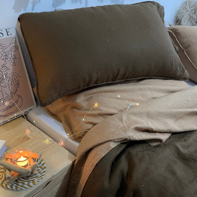 Amber & Mocha 100% Organic Linen Bedding Bundle-victory symbol