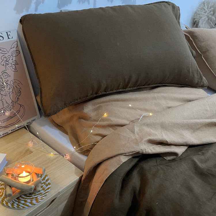 Amber & Mocha 100% Organic Linen Bedding Bundle-victory symbol