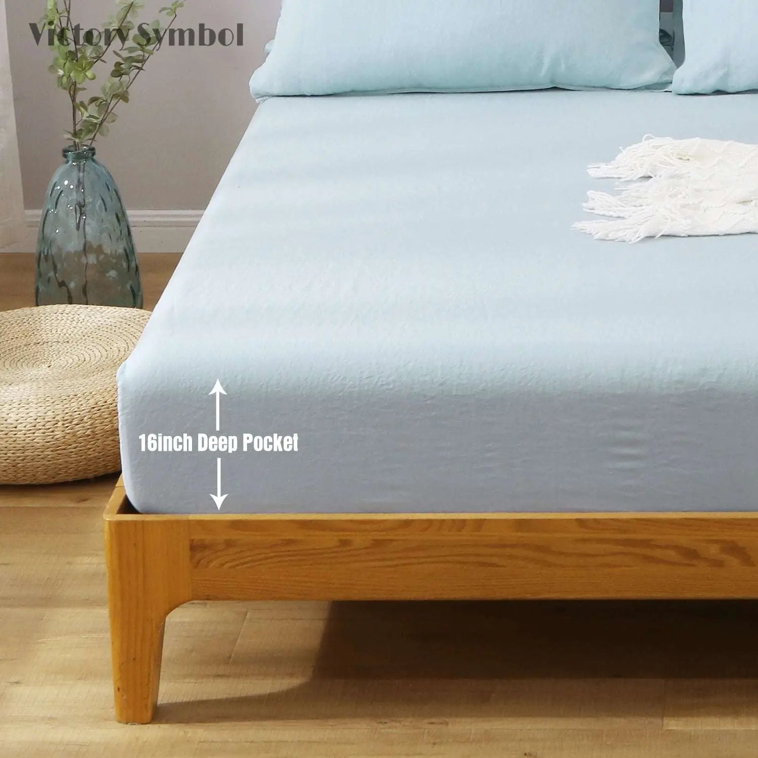 Apua Blue 100% Organic Linen Sheets Set-victory symbol