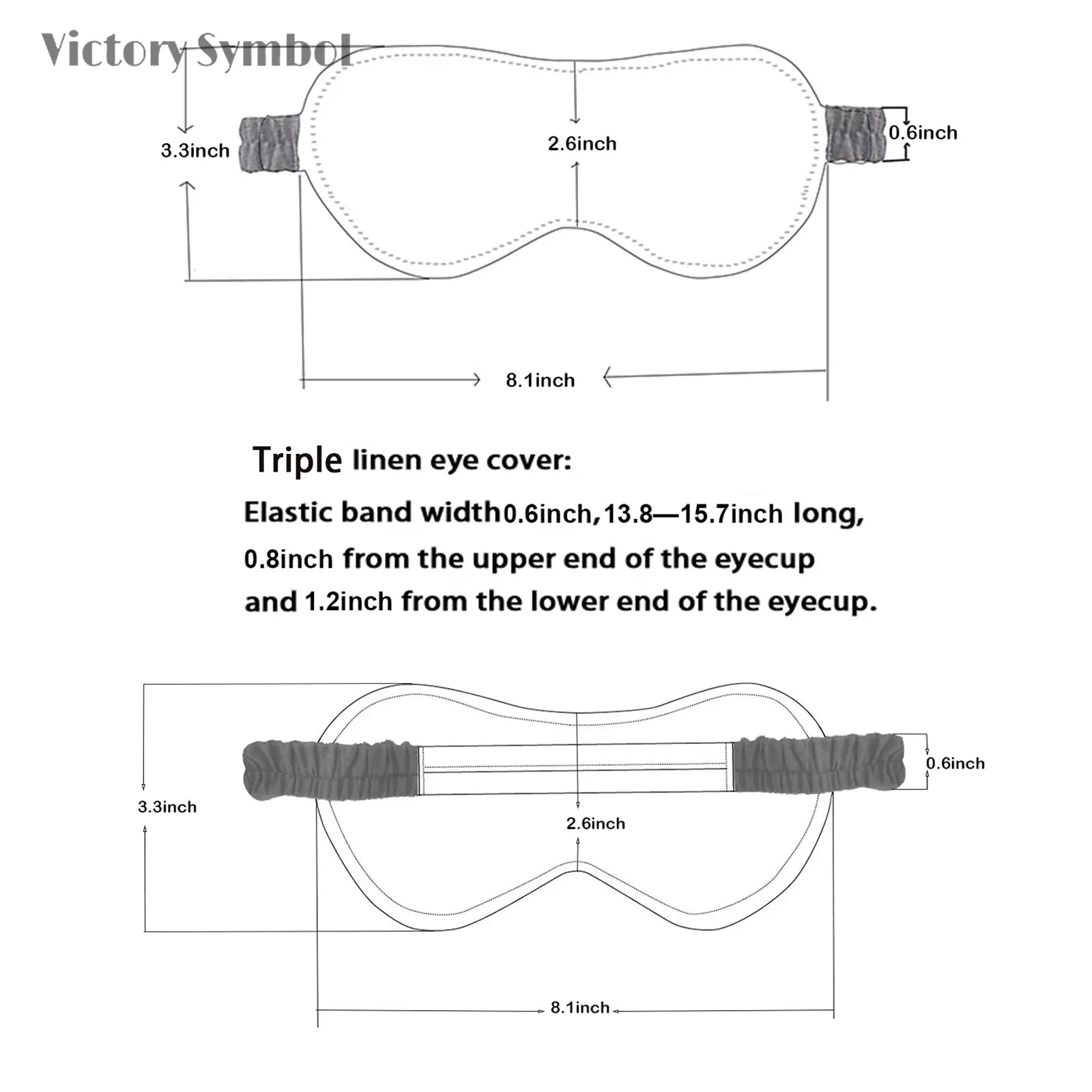 Blue Grey 100% Organic Linen Eye Mask - Victory Symbol