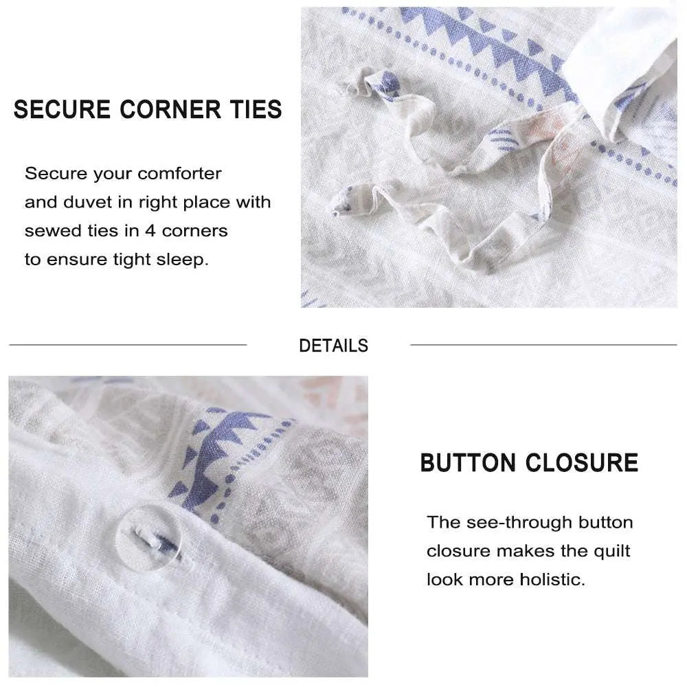 Bohemian 100% Organic Linen Duvet Cover Set-victory symbol