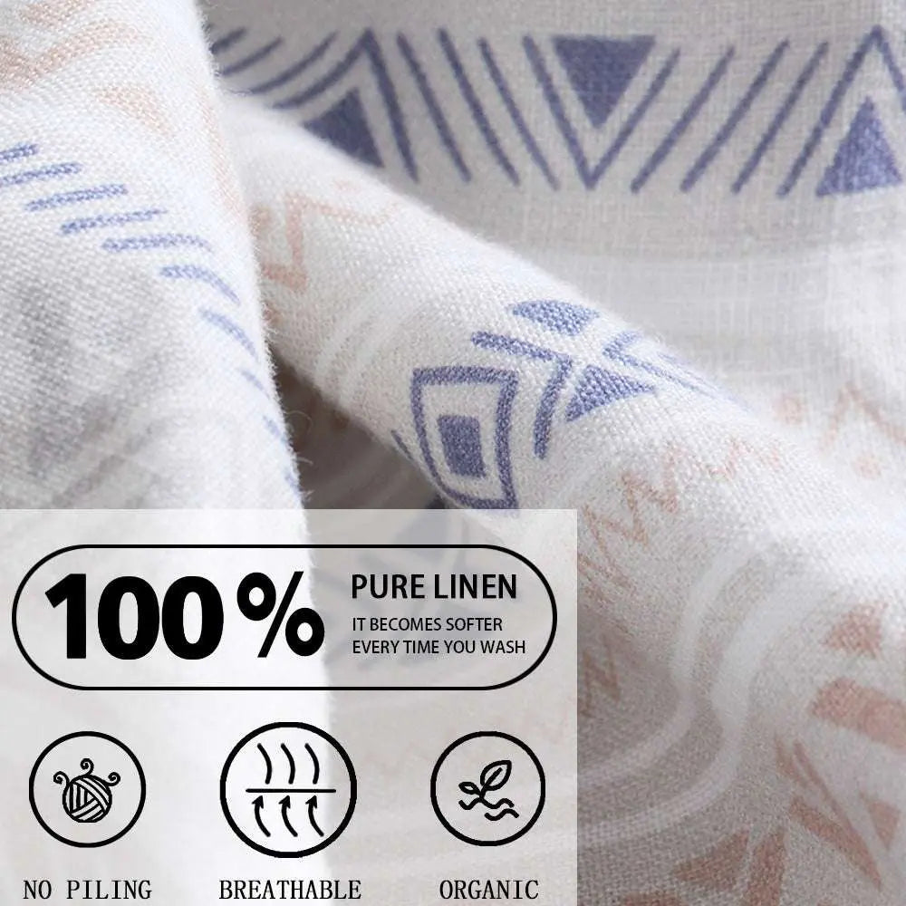 Bohemian 100% Organic Linen Duvet Cover Set-victory symbol