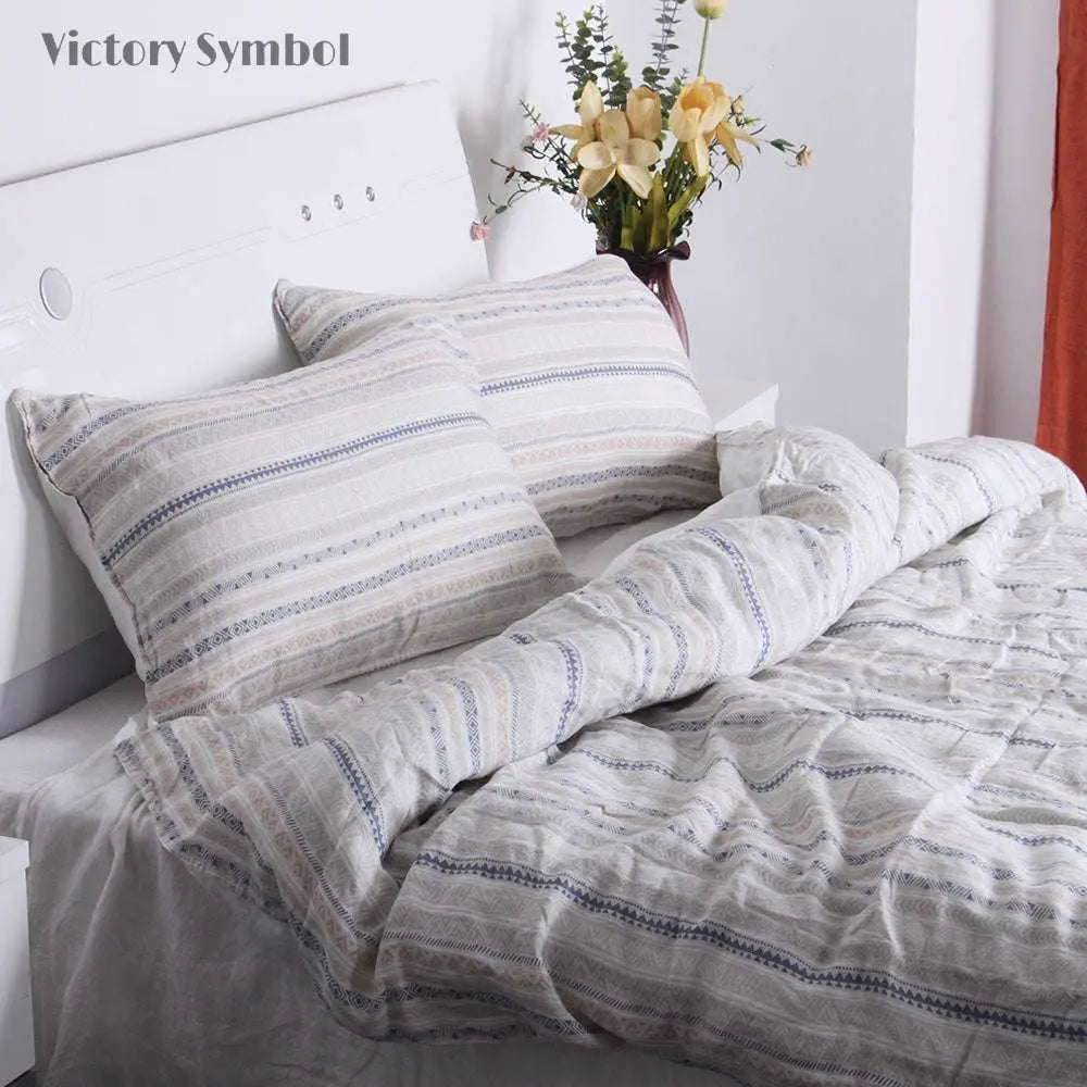 Bohemian 100% Organic Linen Duvet Cover Set - Victory Symbol