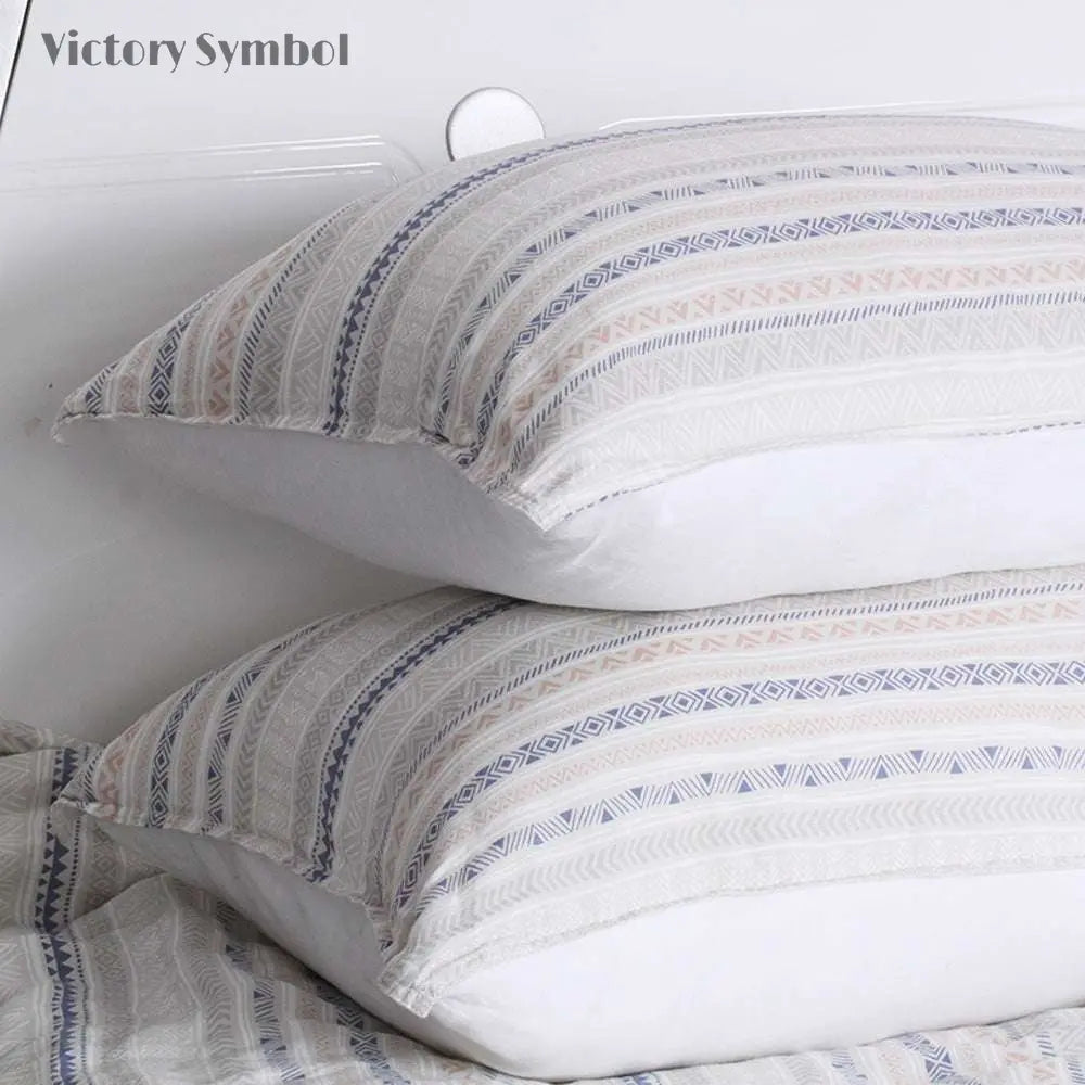Bohemian 100% Organic Linen Duvet Cover Set - Victory Symbol