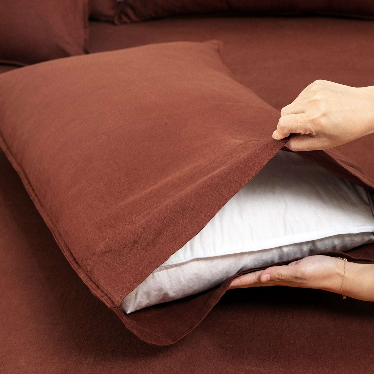 Burgundy 100% Organic Linen Sheets Set-Victory Symbol