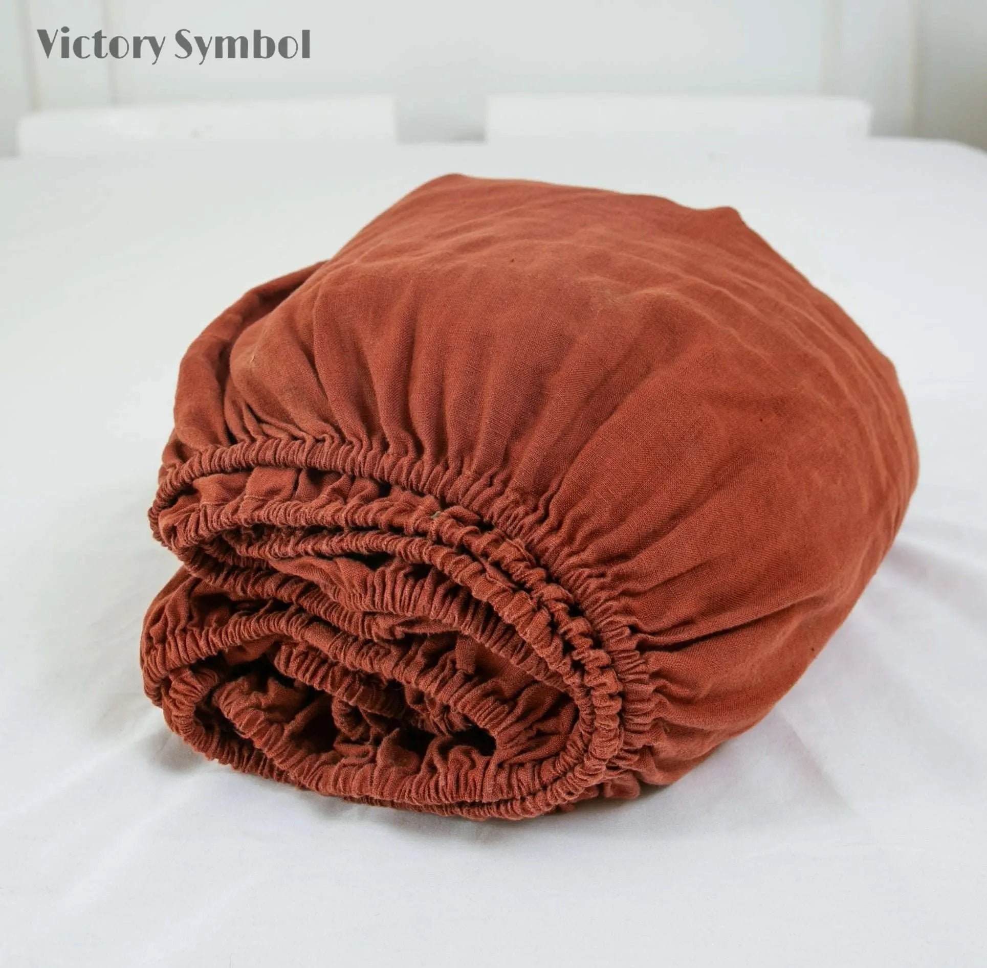 Burgundy 100% Organic Linen Fitted Sheet-victory symbol