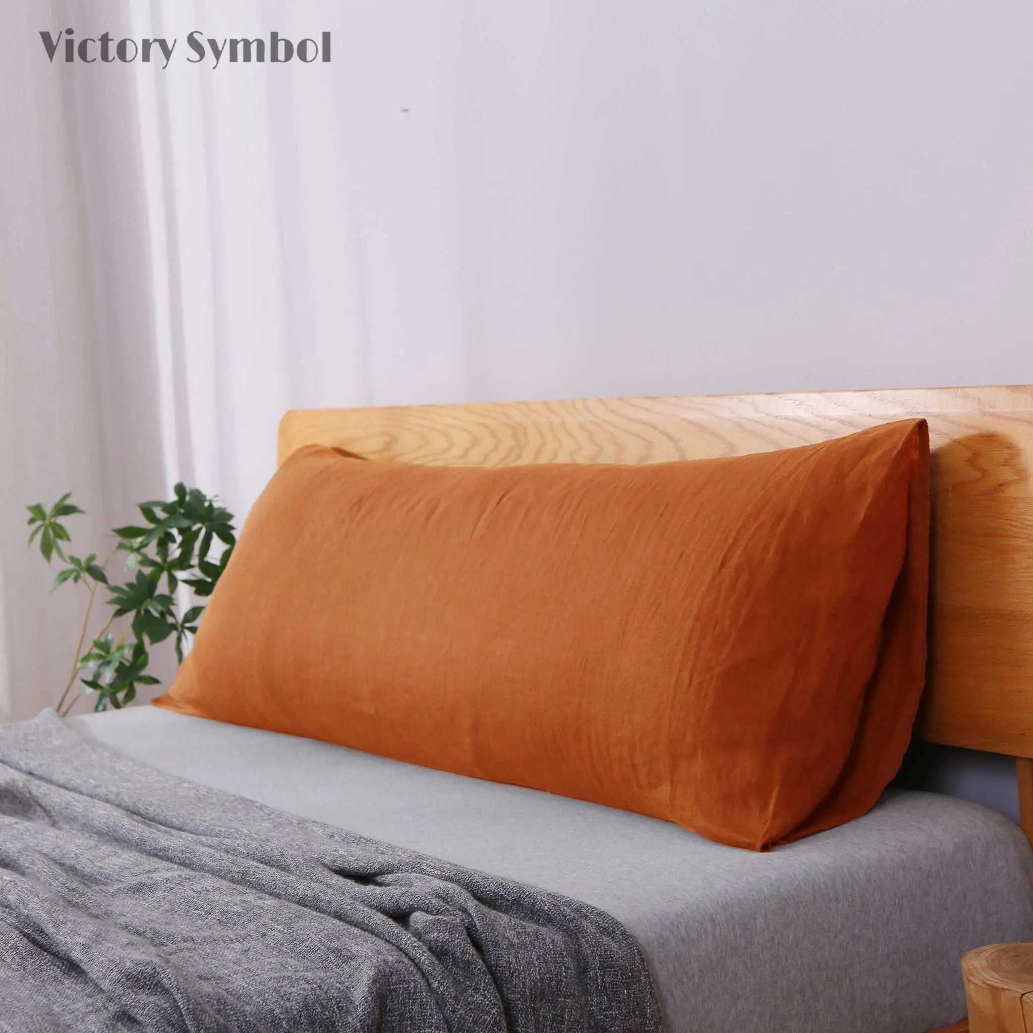 Caramel 100% Organic Linen Body Pillowcase - Victory Symbol