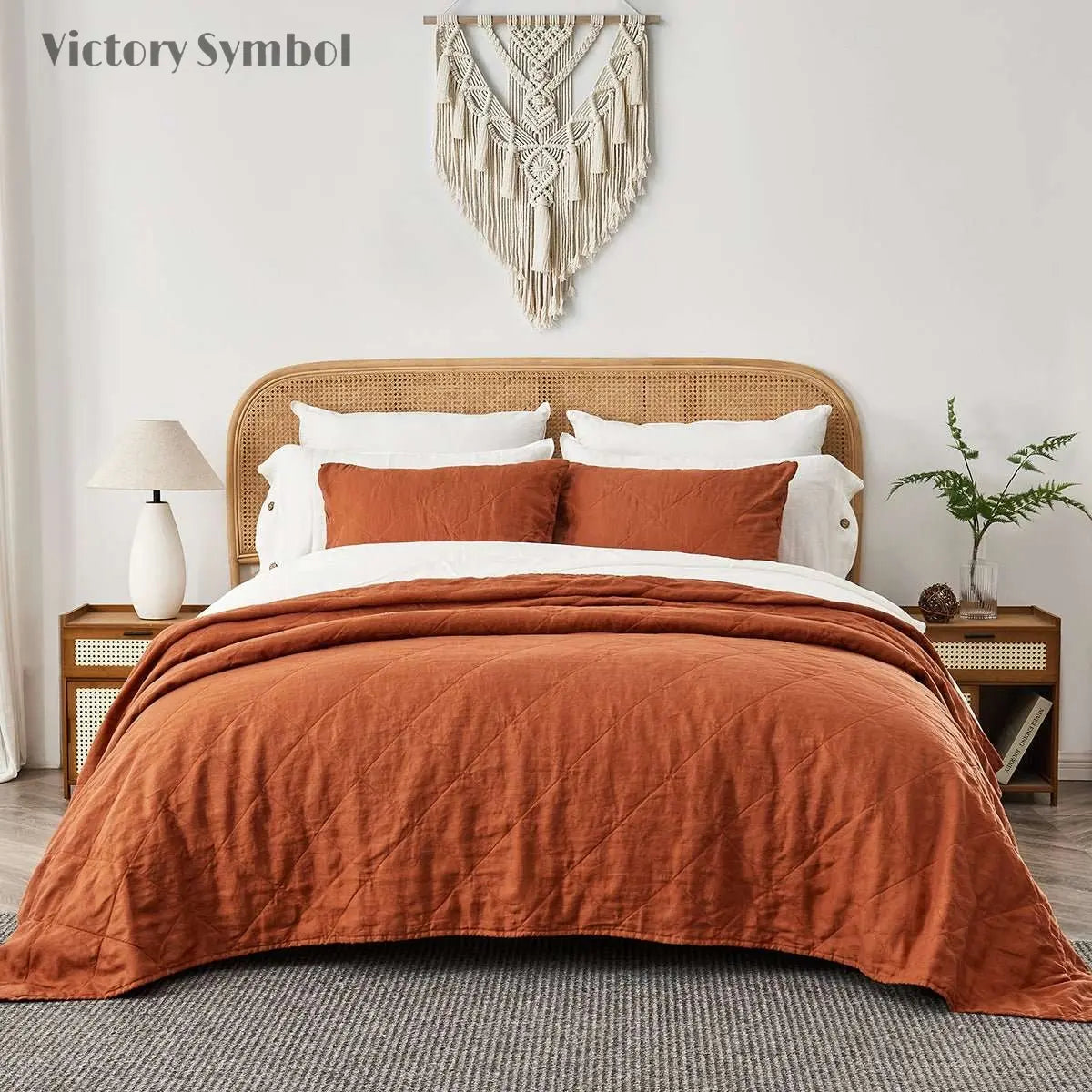 Caramel 100% Organic Linen Quilt Set