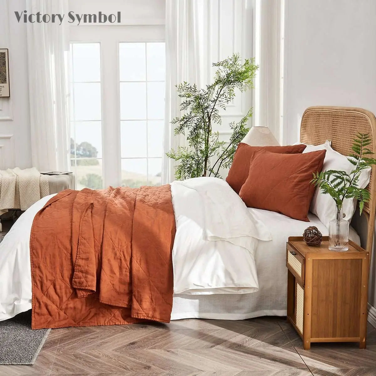 Caramel 100% Organic Linen Quilt Set
