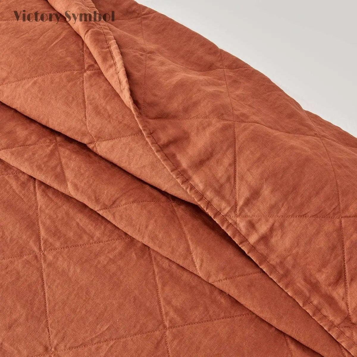 Caramel 100% Organic Linen Quilt Set - Victory Symbol