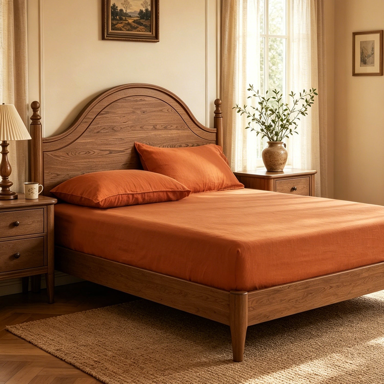 Caramel 100% Organic Linen Fitted Sheet