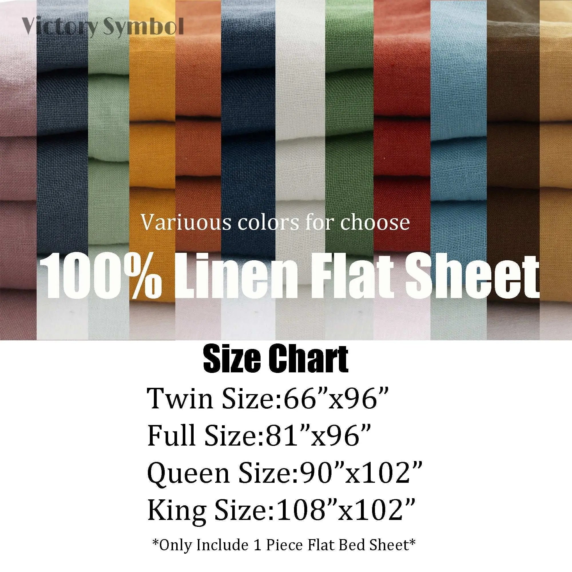 Sandy Beige 100% Organic Linen Flat Sheet - Victory Symbol