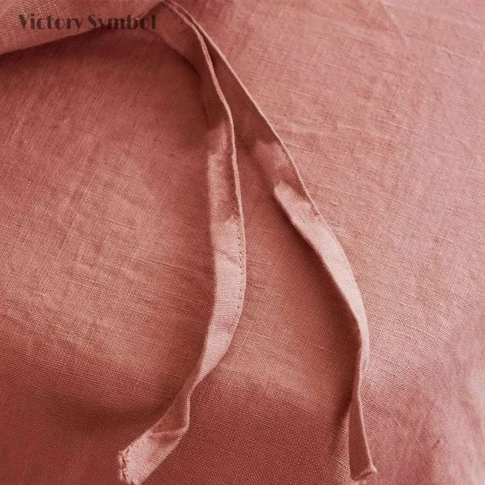 Clay Red 100% Organic Linen Duvet Cover(Only 1 Piece) - Victory Symbol
