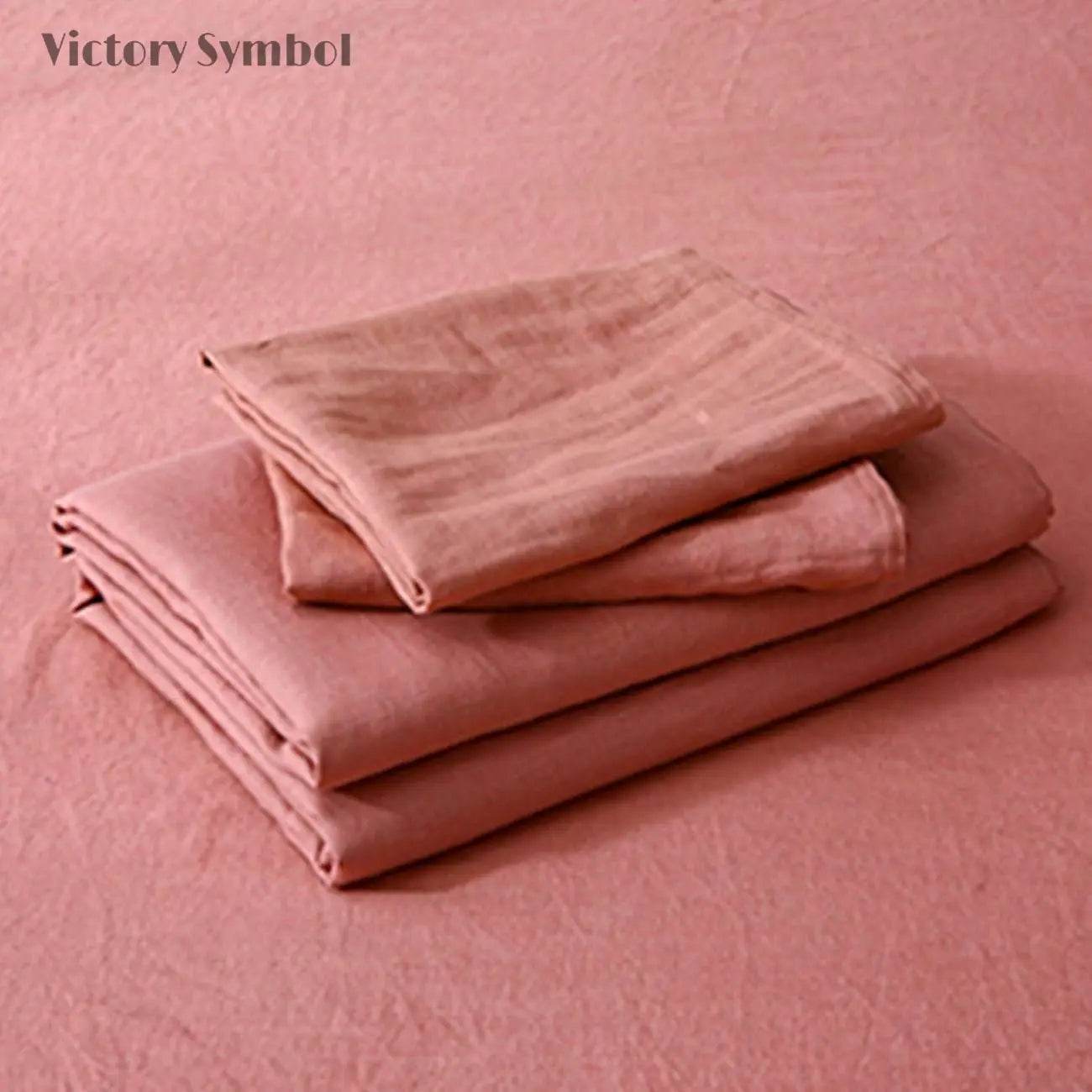 Clay Red 100% Organic Linen Flat Sheet - Victory Symbol