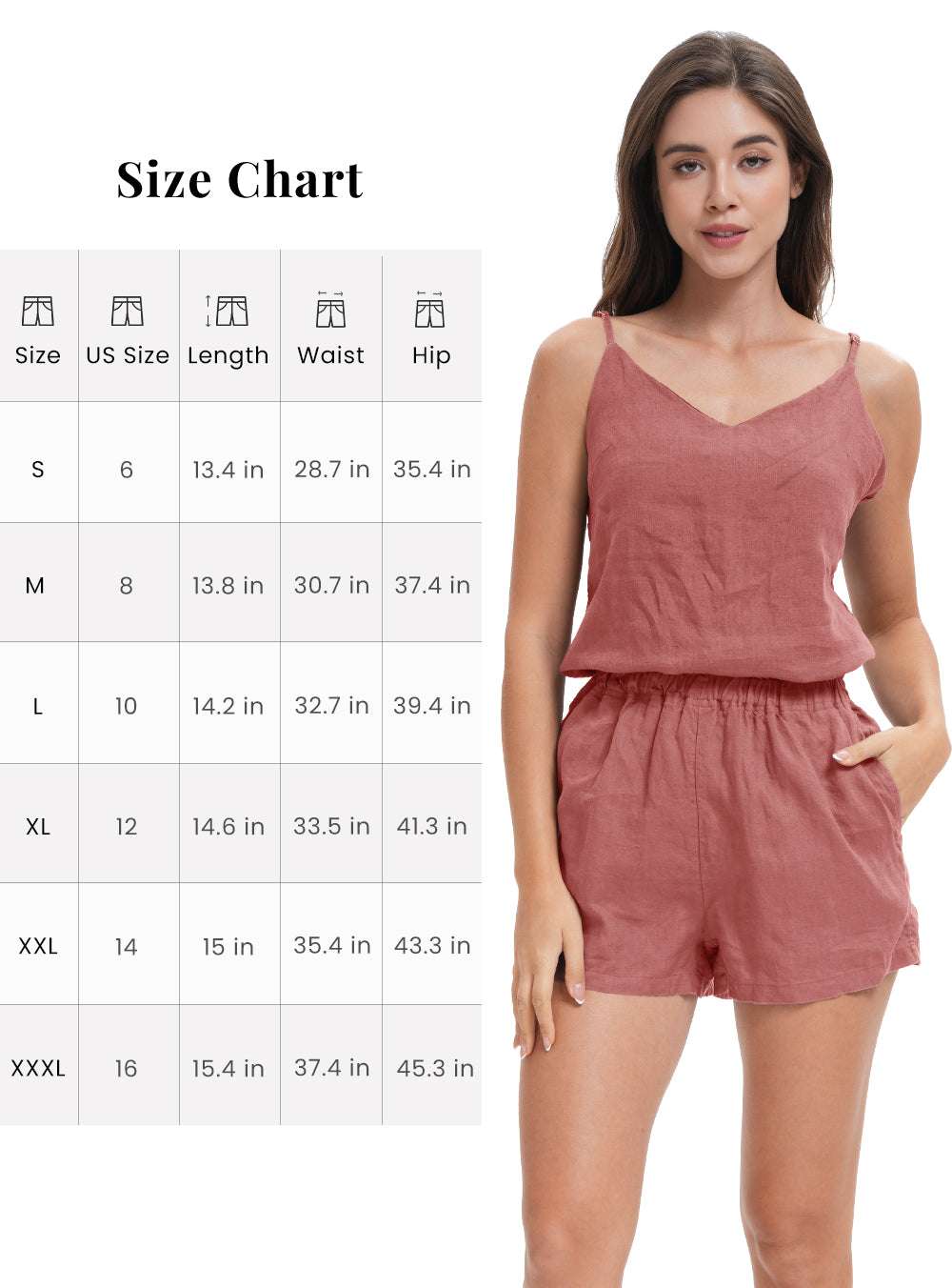 Clay Red Women's 100% Organic Linen Shorts-victory symbol