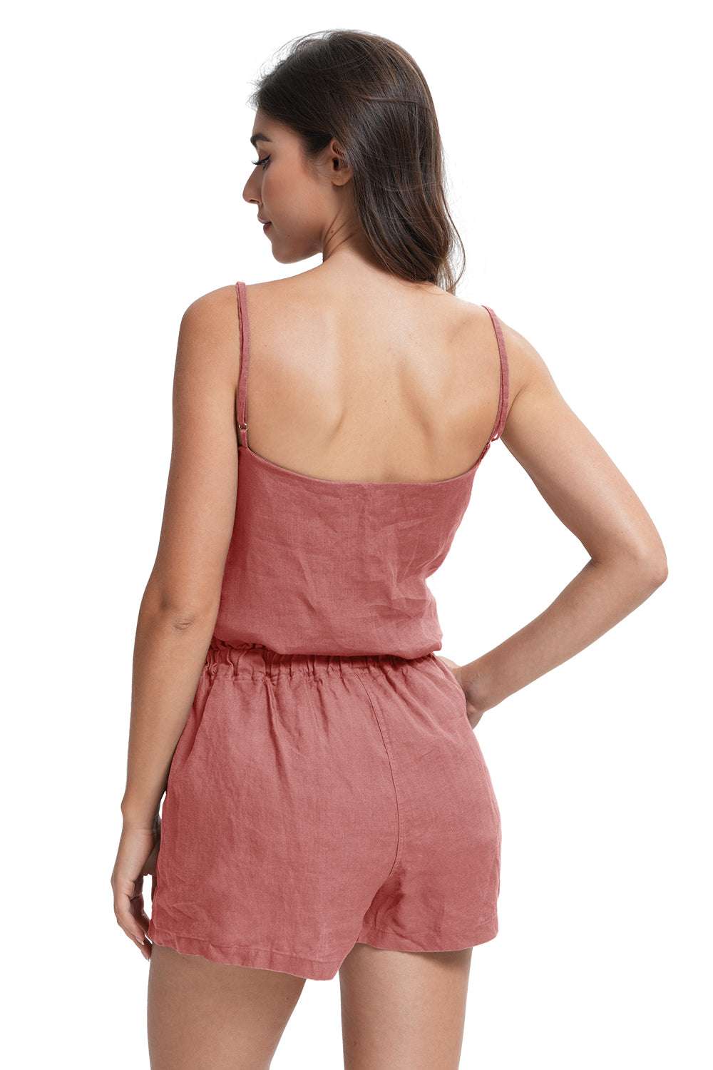 Clay Red Women's 100% Organic Linen Shorts-victory symbol