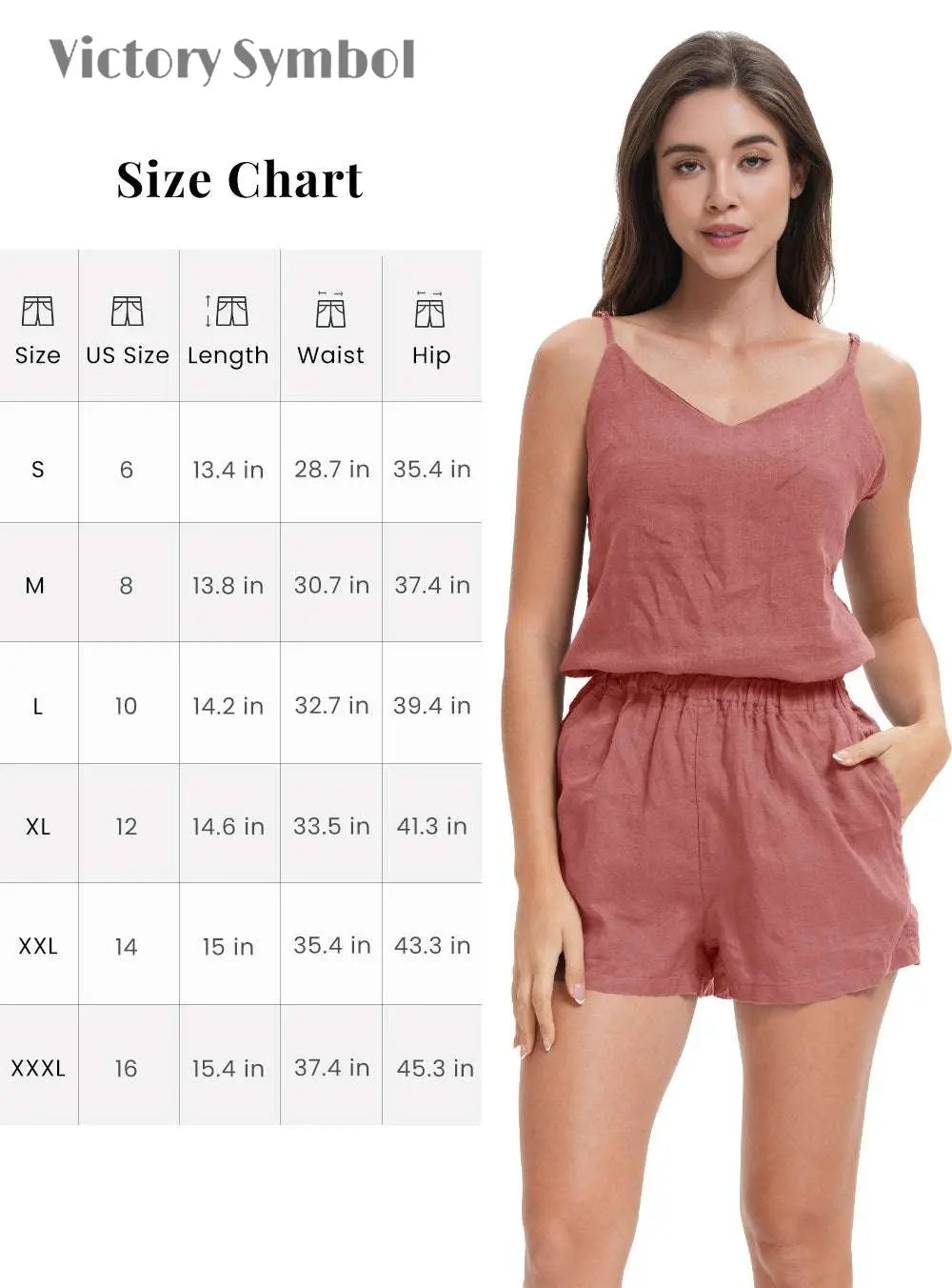 Clay Red Women's 100% Organic Linen Shorts-victory symbol