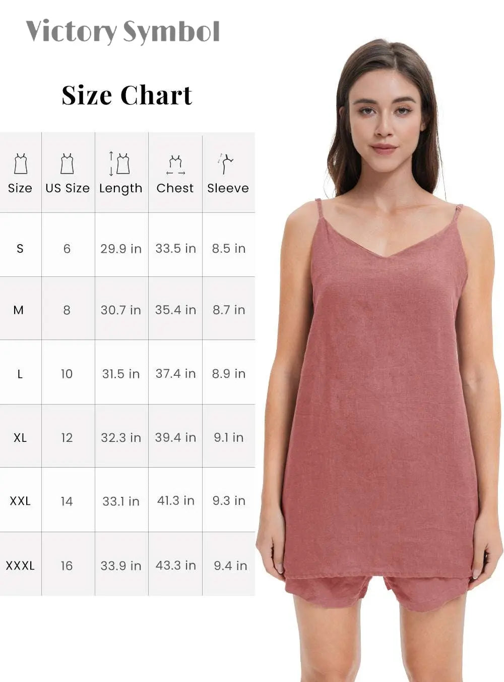 Clay Red Women's Linen Camisole Tank Top V - Neck Loose Casual Adjustable Strap - Victory Symbol