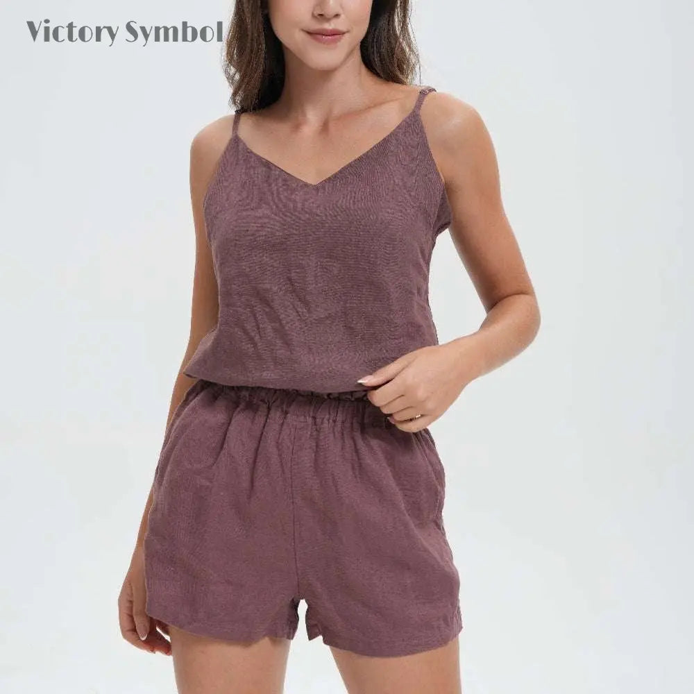 Cocoa Women's 100% Organic Linen Shorts - Victory Symbol