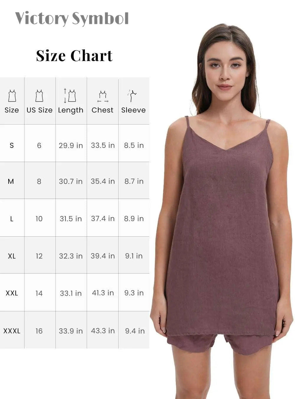 Cocoa Women's Linen Camisole Tank Top V - Neck Loose Casual Adjustable Strap - Victory Symbol