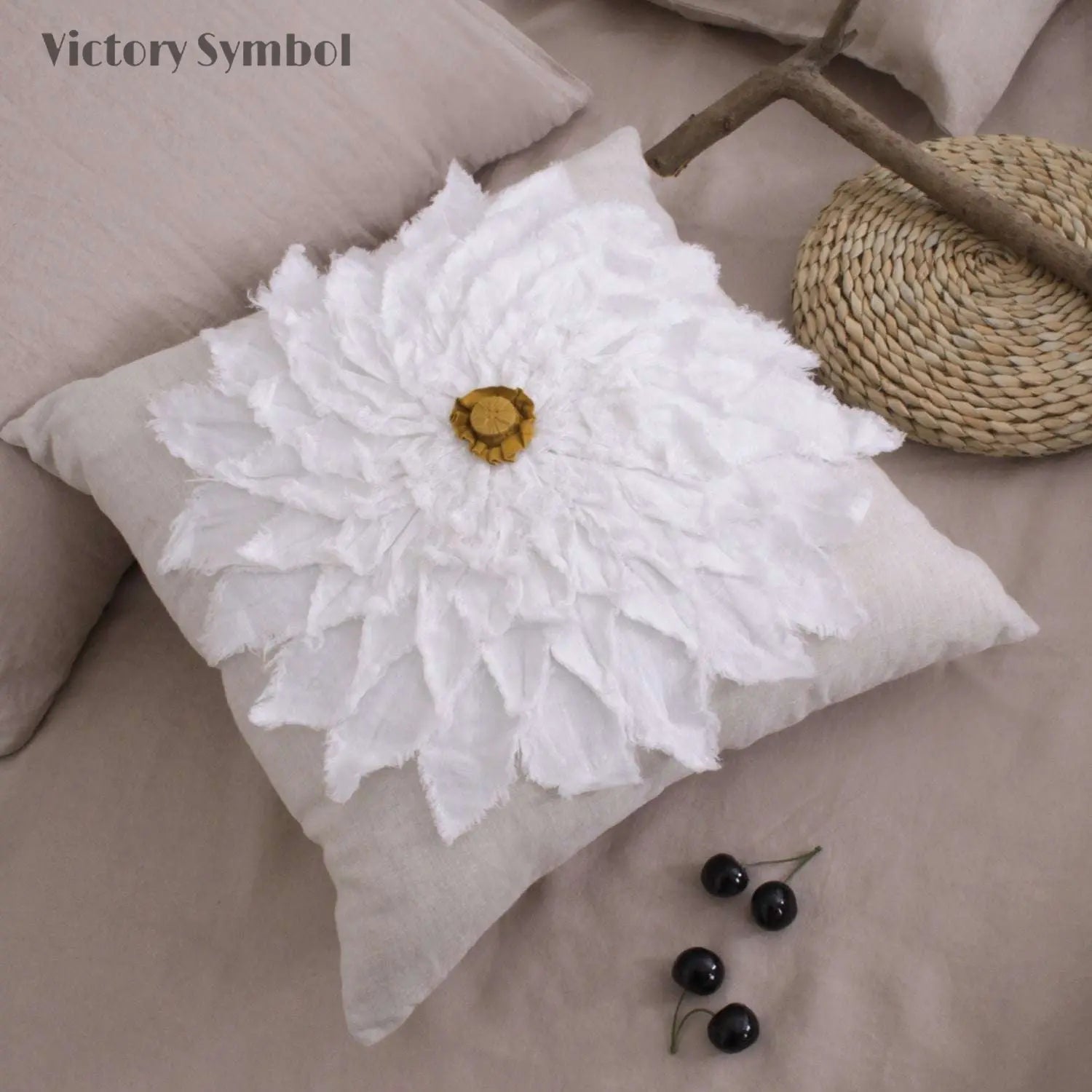 Collage flower pattern 100% Organic Linen Euro Pillowcase - Victory Symbol