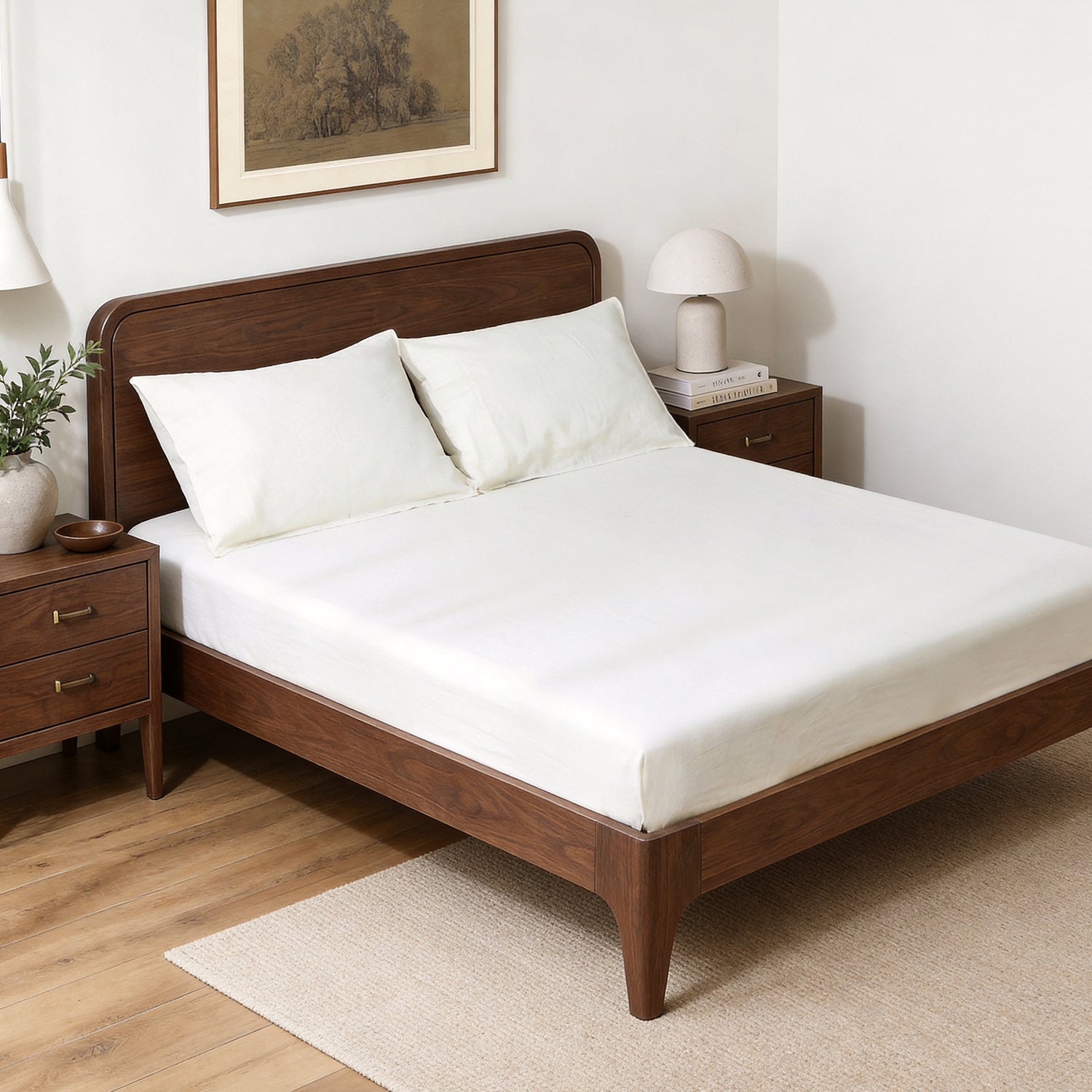 Creamy White Natural Linen-Hemp Interwoven Fitted Sheet-Victory Symbol