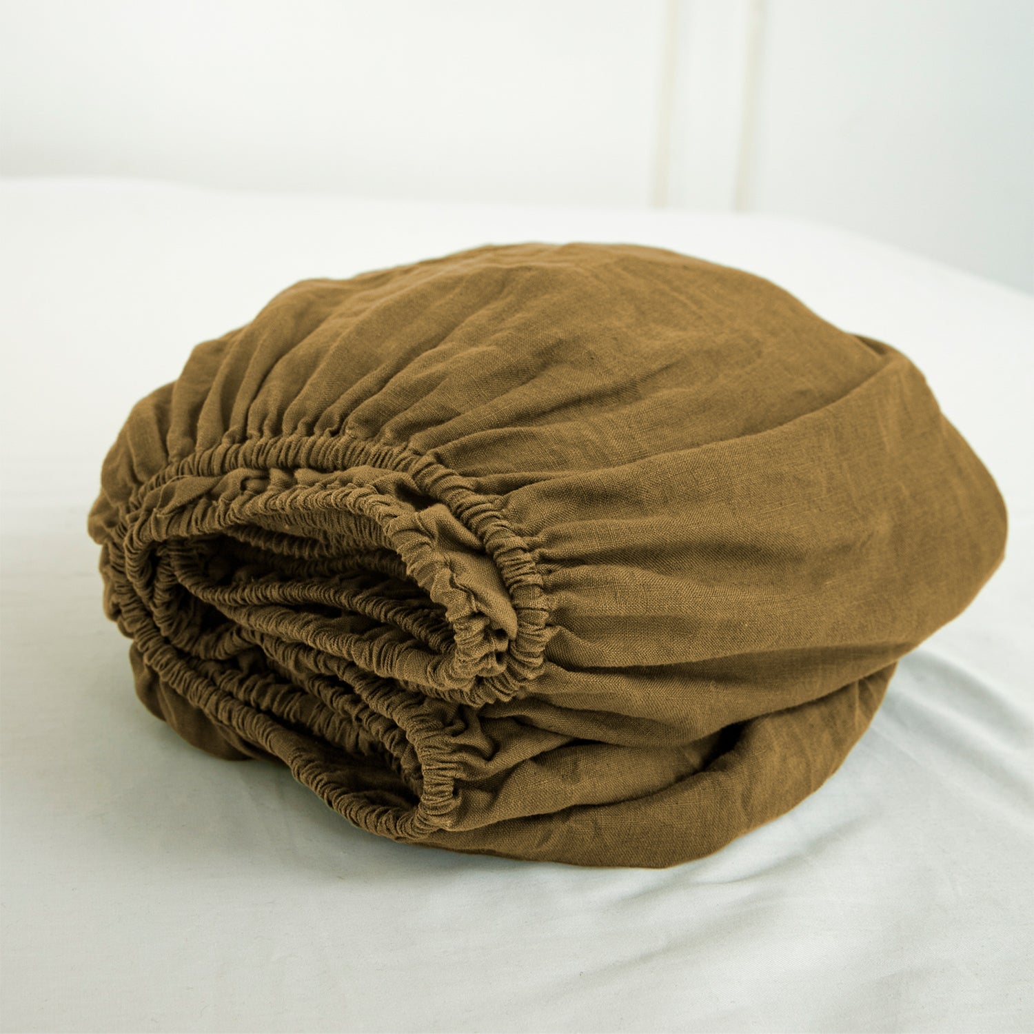 Dark Olive Green 100% Organic Linen Fitted Sheet-Victory Symbol