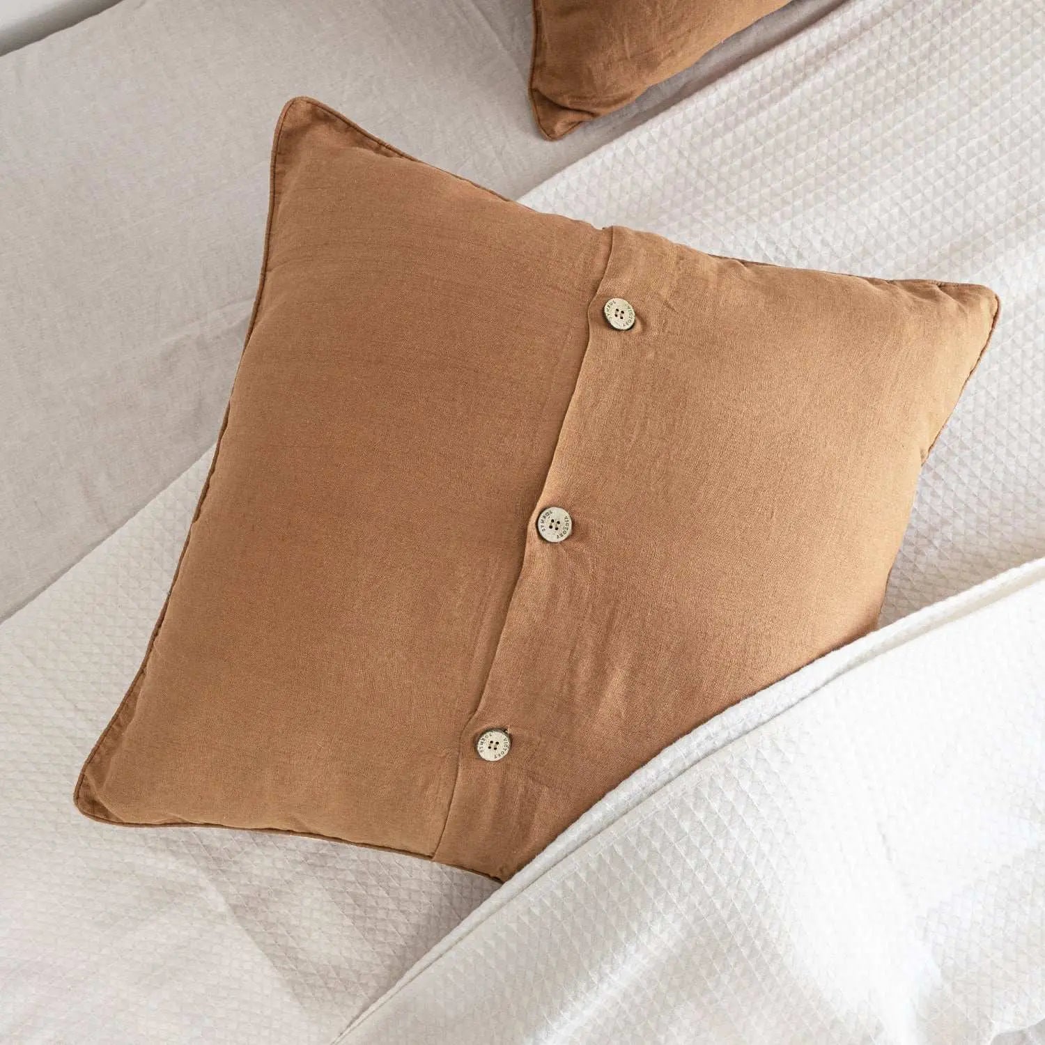 Dusty Terracotta 100% Organic Linen Euro Pillowcases - Victory Symbol