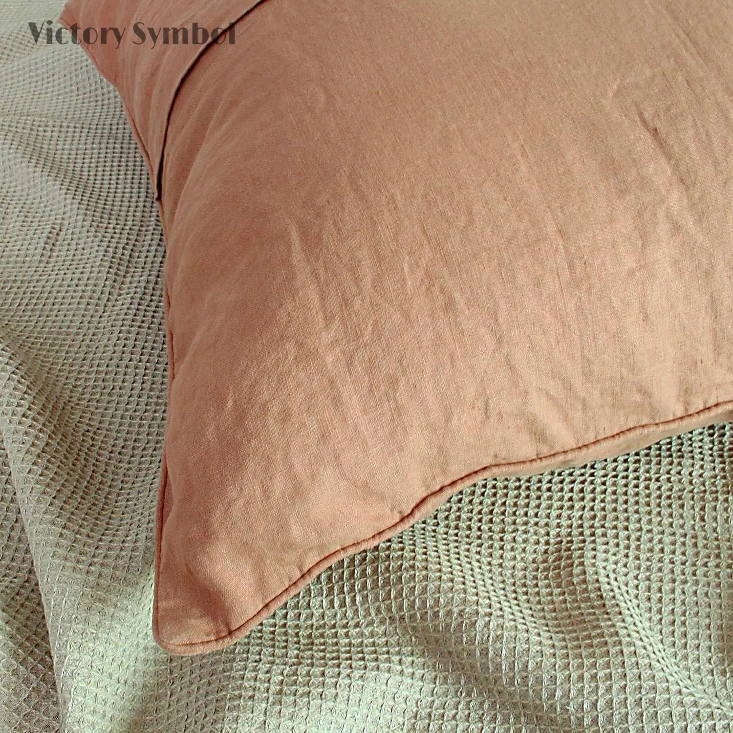Dusty Terracotta 100% Organic Linen Euro Pillowcases - Victory Symbol