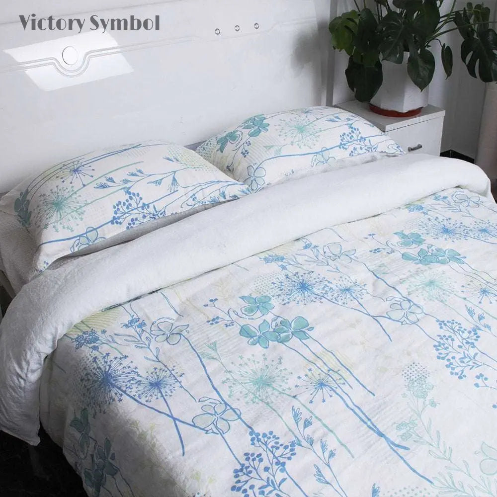 Garden Party Dream 100% Organic Linen Duvet Cover Set - Victory Symbol