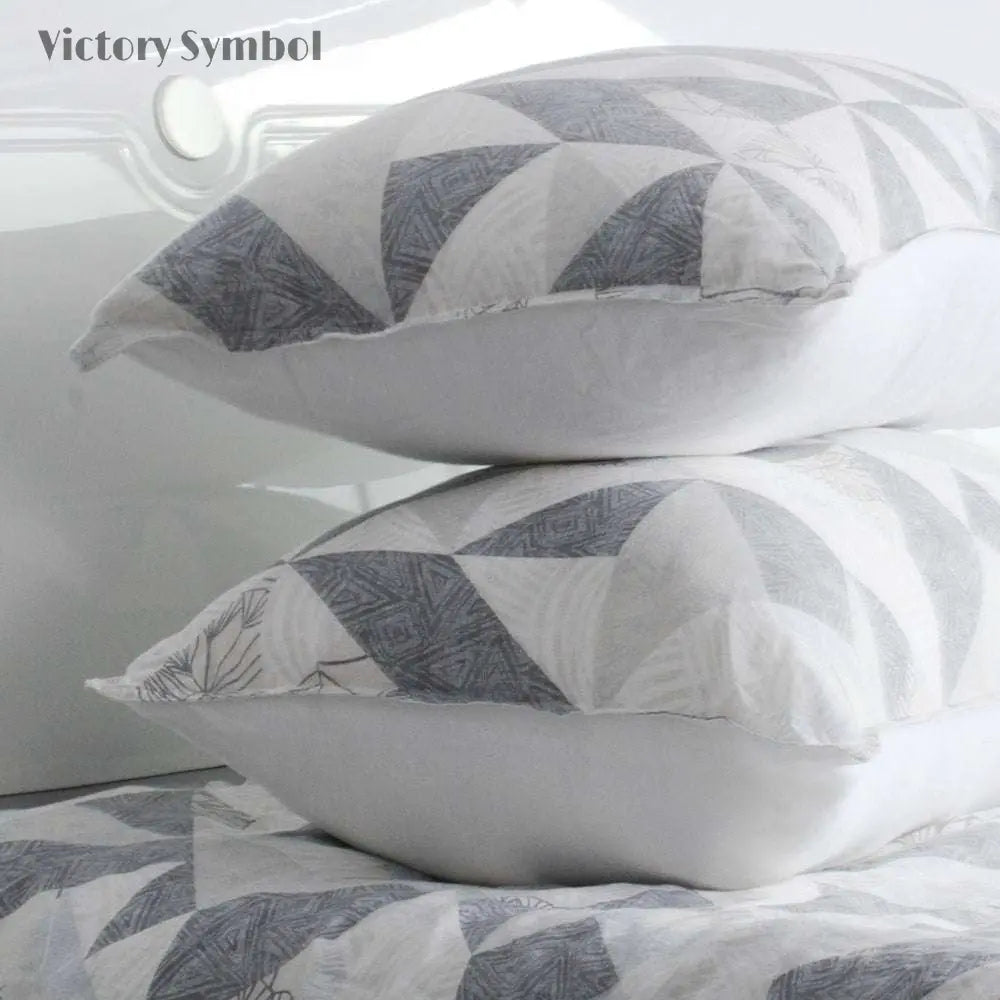 Geometric 100% Organic Linen Duvet Cover Set - Victory Symbol