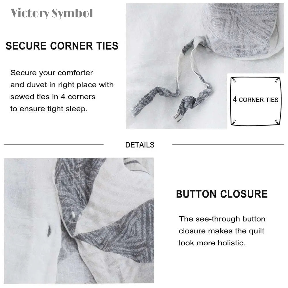 Geometric 100% Organic Linen Duvet Cover Set - Victory Symbol