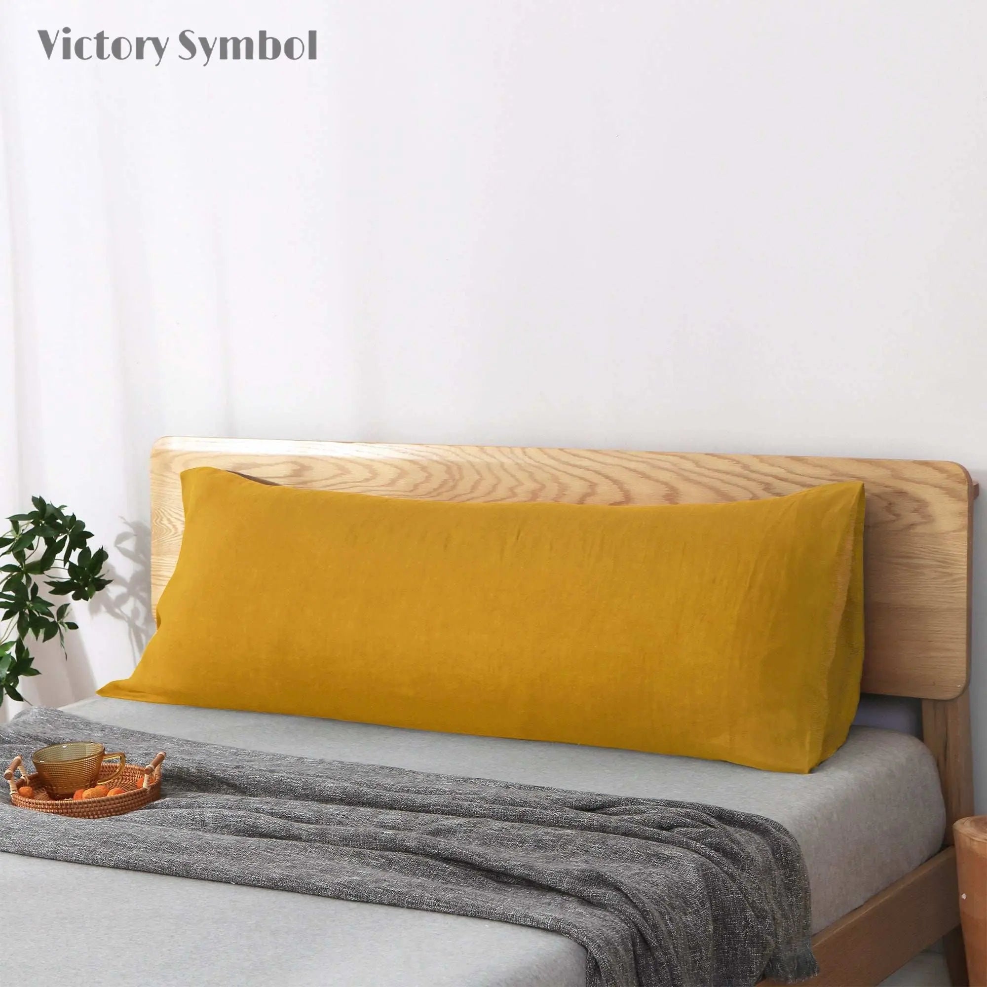 Ginger Yellow 100% Organic Linen Body Pillowcase - Victory Symbol