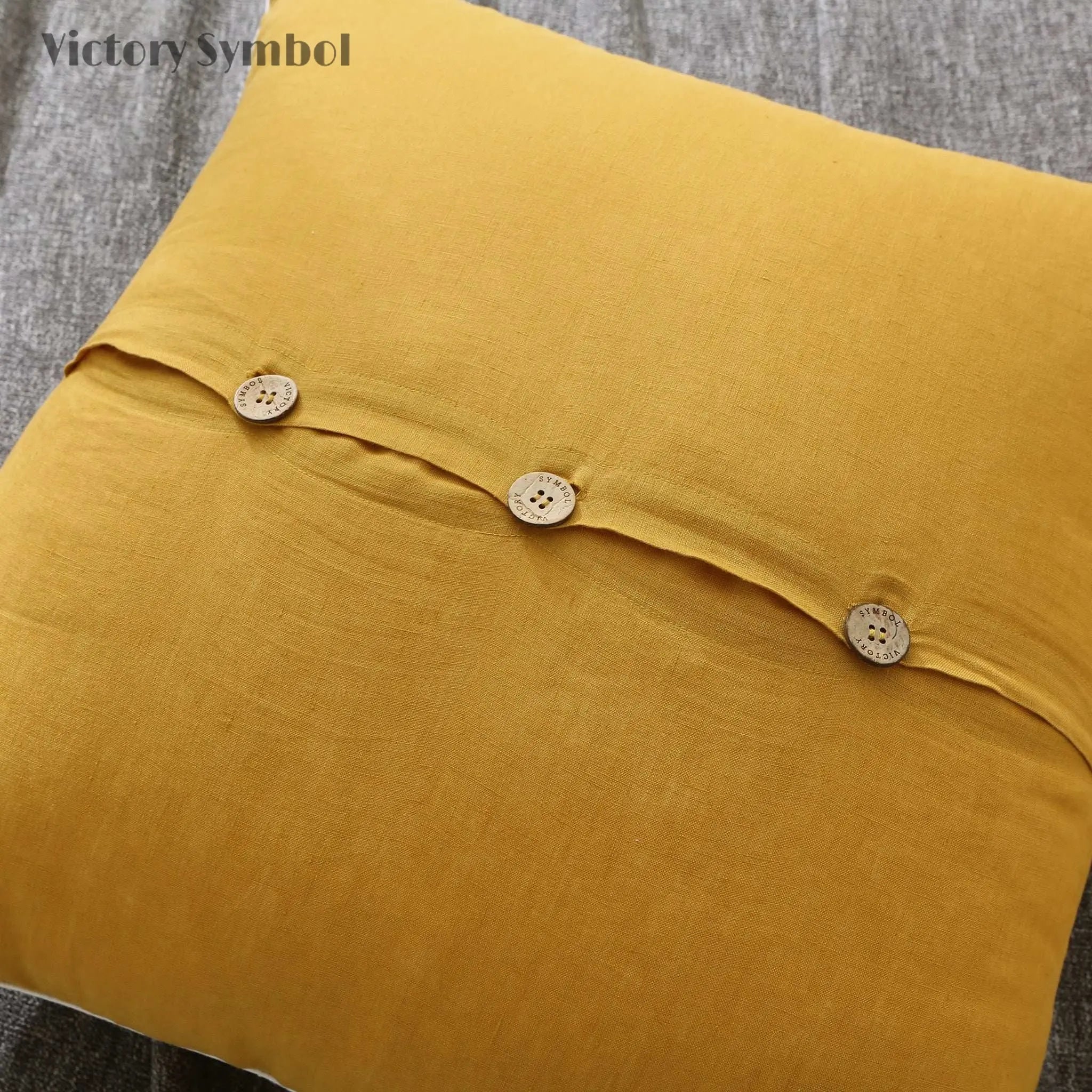 Ginger Yellow 100% Organic Linen Euro Pillowcases With White Edge - Victory Symbol