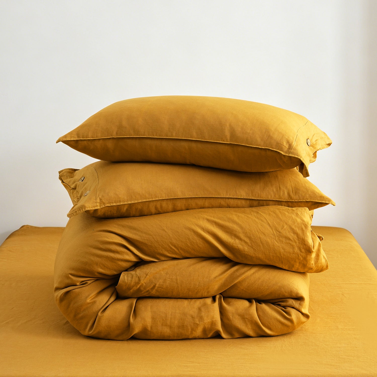 Ginger Yellow 100% Organic Linen Duvet Cover Set