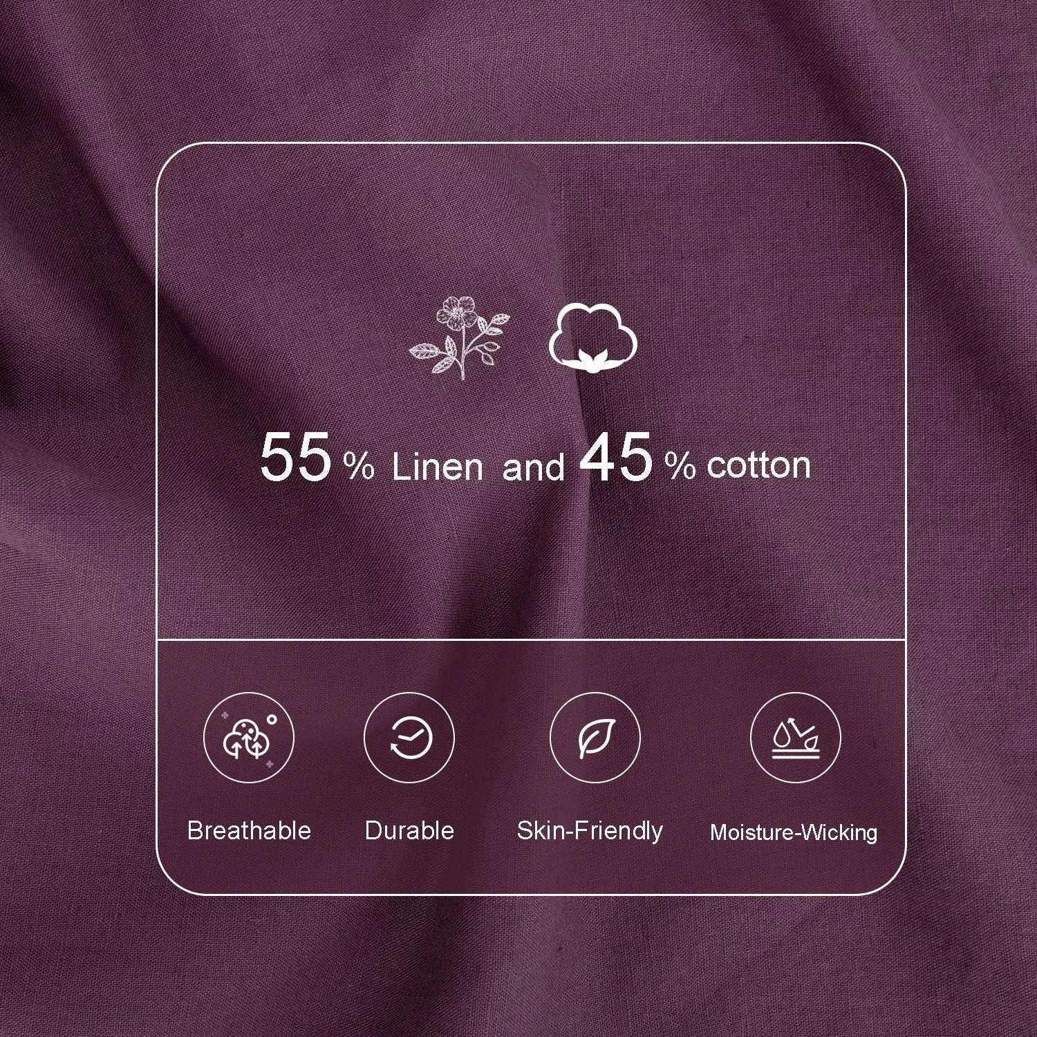 Grape purple Linen Blend Duvet Cover Set-victory symbol