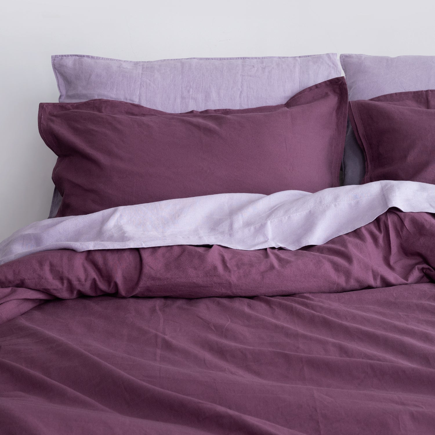 Grape purple Linen Blend Duvet Cover Set-victory symbol