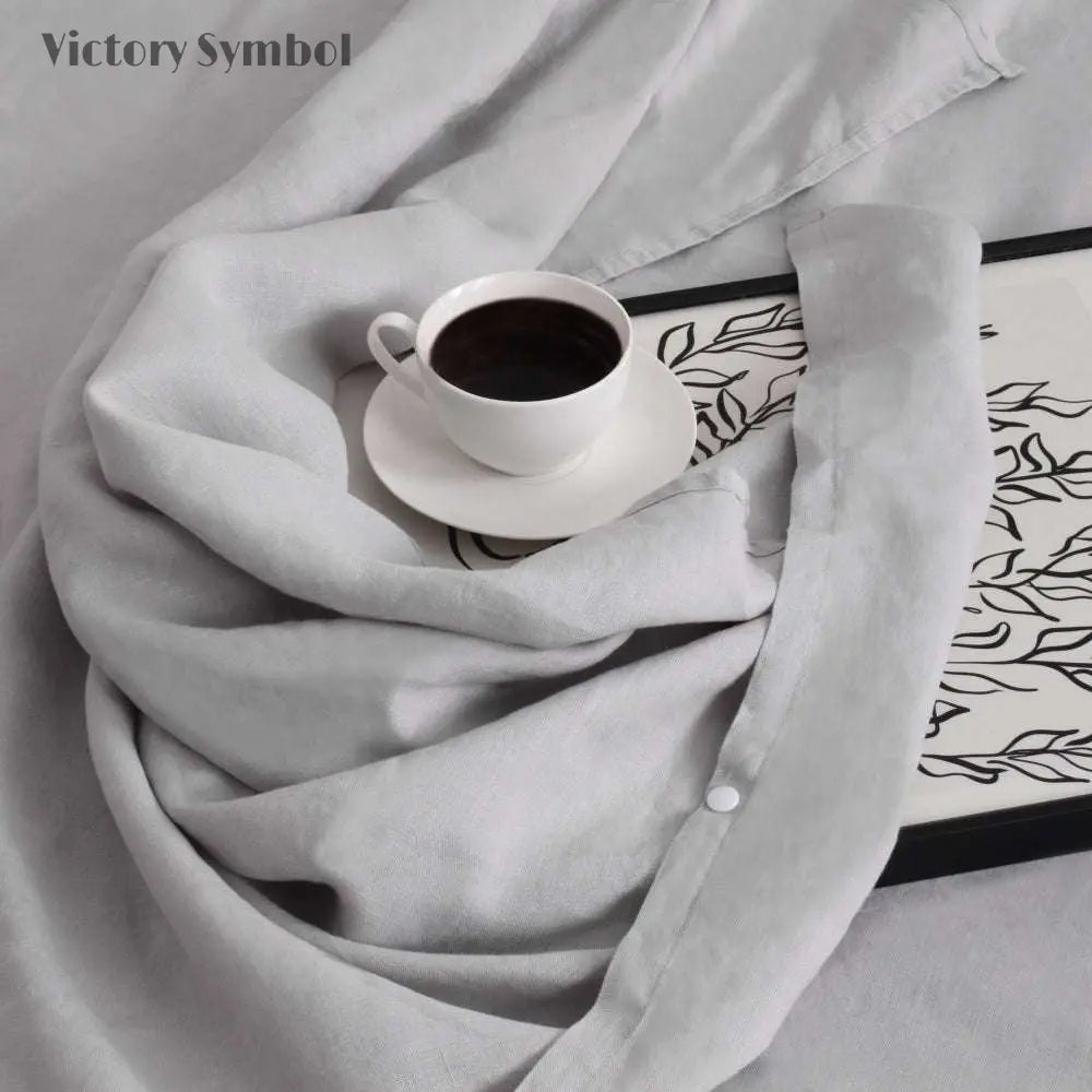 Gray 100% Linen Portable Bed Sheet,Sleeping Bag Liner for Hotel and Travel,Sleep Sack Adult - Ultra Lightweight Backpacking with Zipper - Victory Symbol