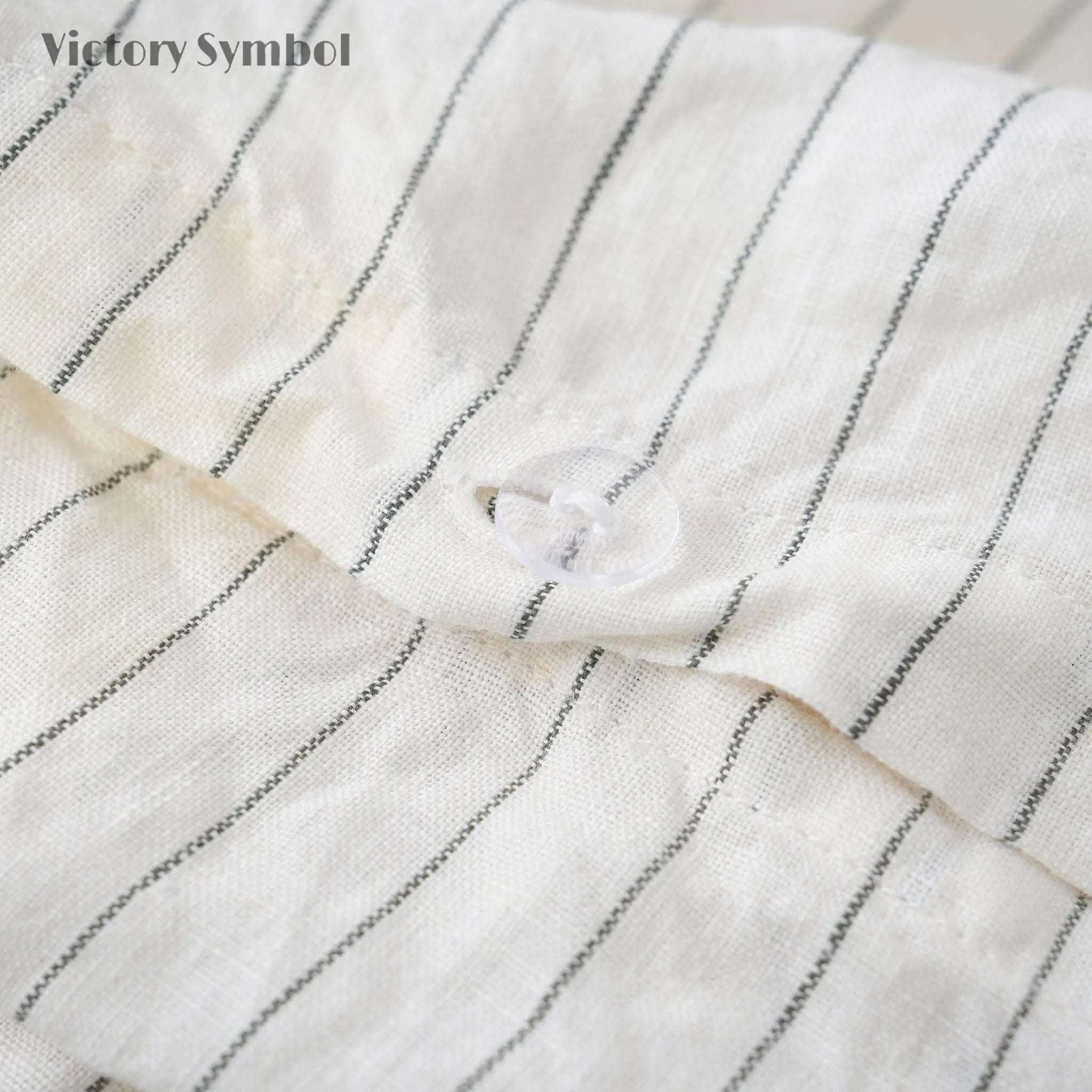 Green Pinstripe 100% Organic Linen Yarn Dyed Duvet Cover(Only 1 Piece) - Victory Symbol
