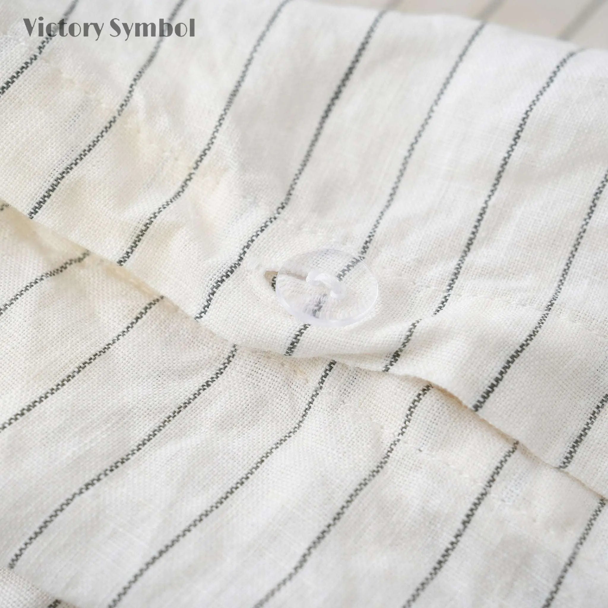 Green Pinstripe 100% Organic Linen Yarn Dyed Duvet Cover(Only 1 Piece) - Victory Symbol