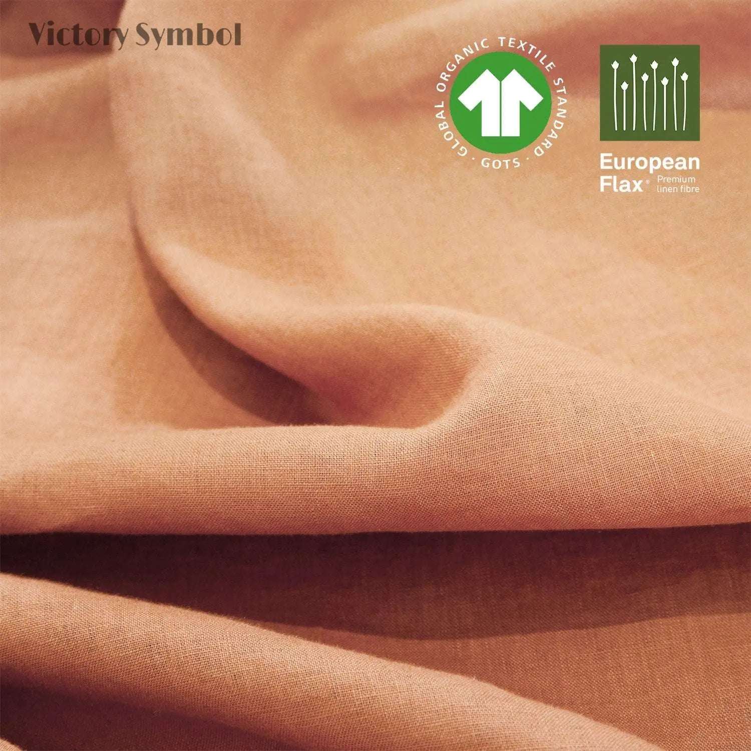 Hazelnut 100% Organic Linen Lumbar Pillowcases With Ruffles - Victory Symbol