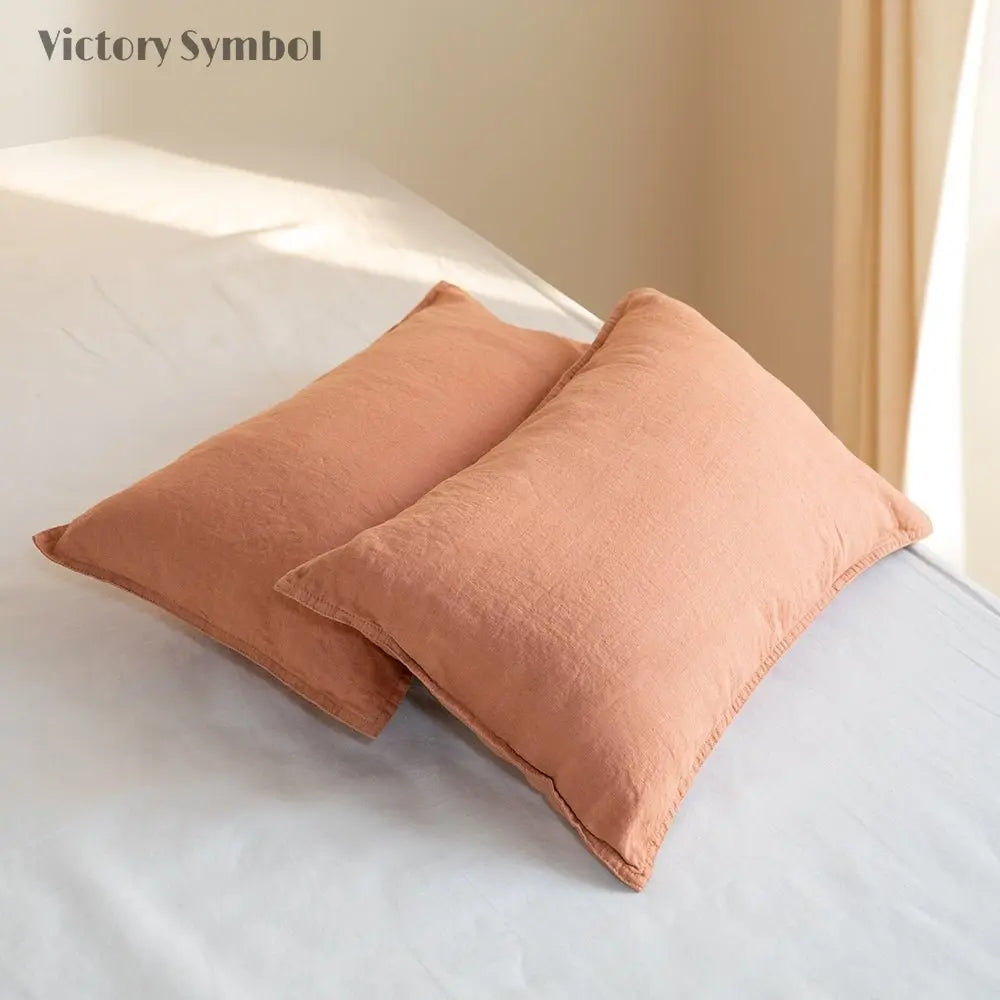 Hazelnut 100% Organic Linen Lumbar Pillowcases - Victory Symbol