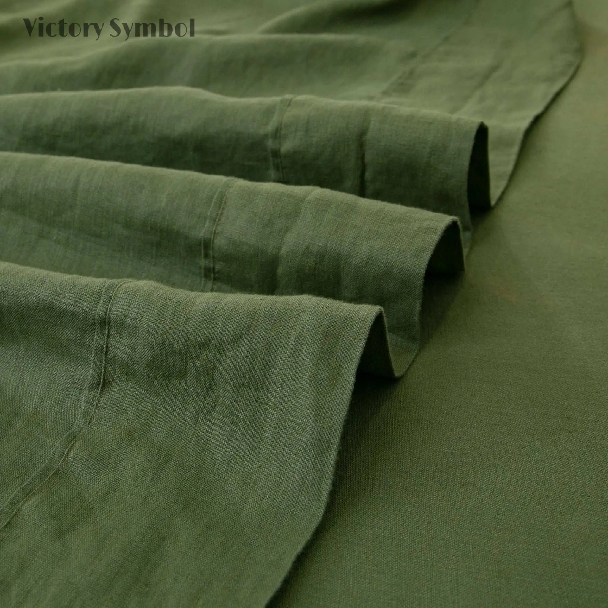 Juniper Green 100% Organic Linen Flat Sheet - Victory Symbol