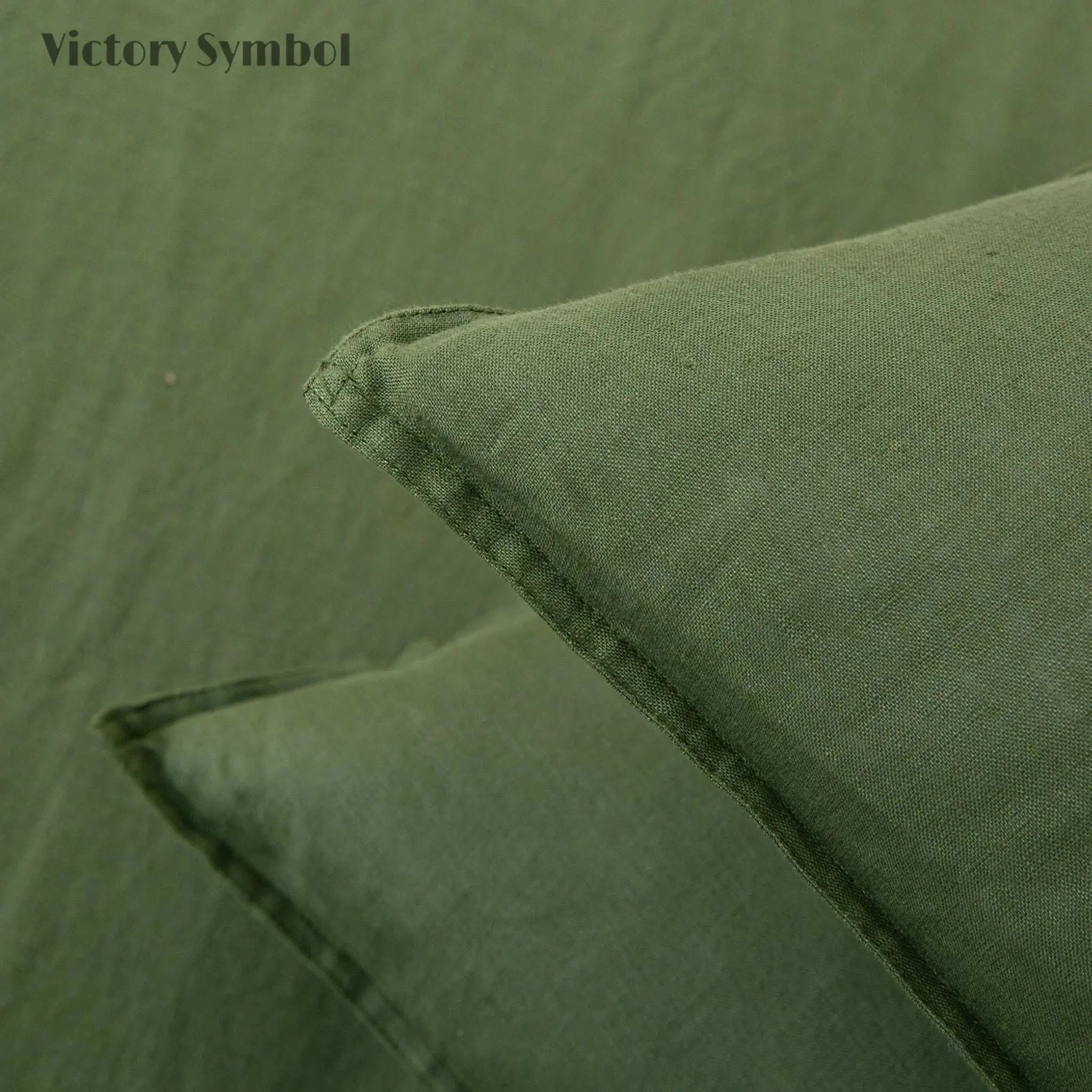 Juniper Green 100% Organic Linen Pillowcases - Victory Symbol