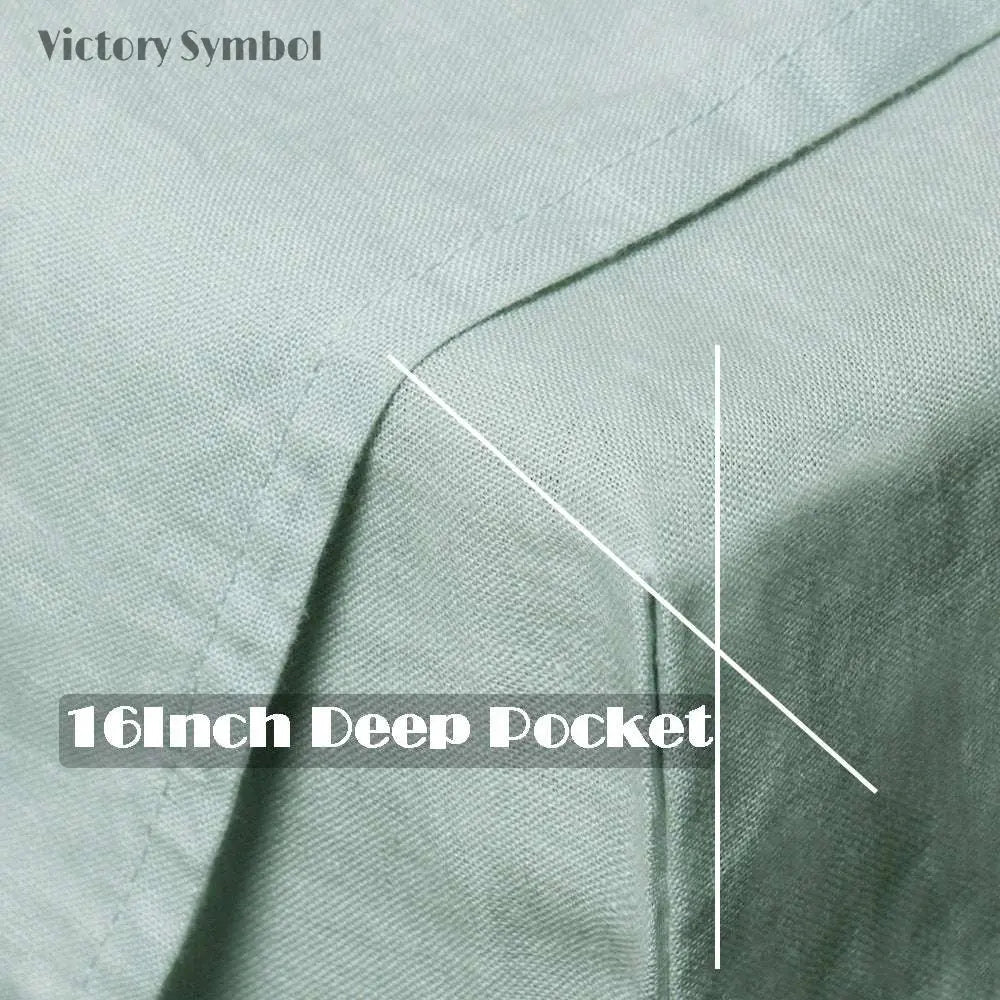 Light Green 100% Organic Linen Sheets Set-victory symbol