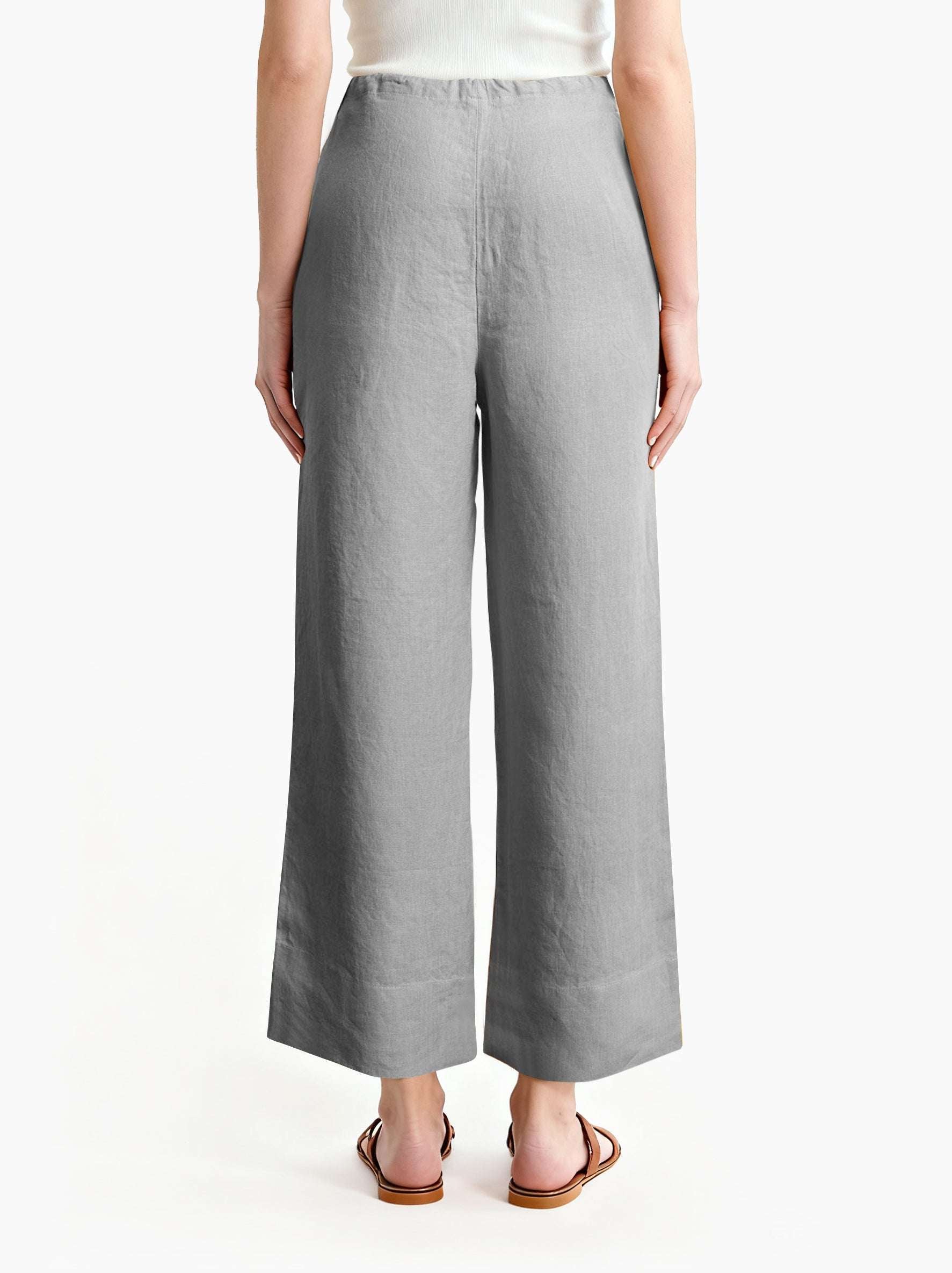 Light Grey 100% Organic Linen Long Pants-Victory Symbol