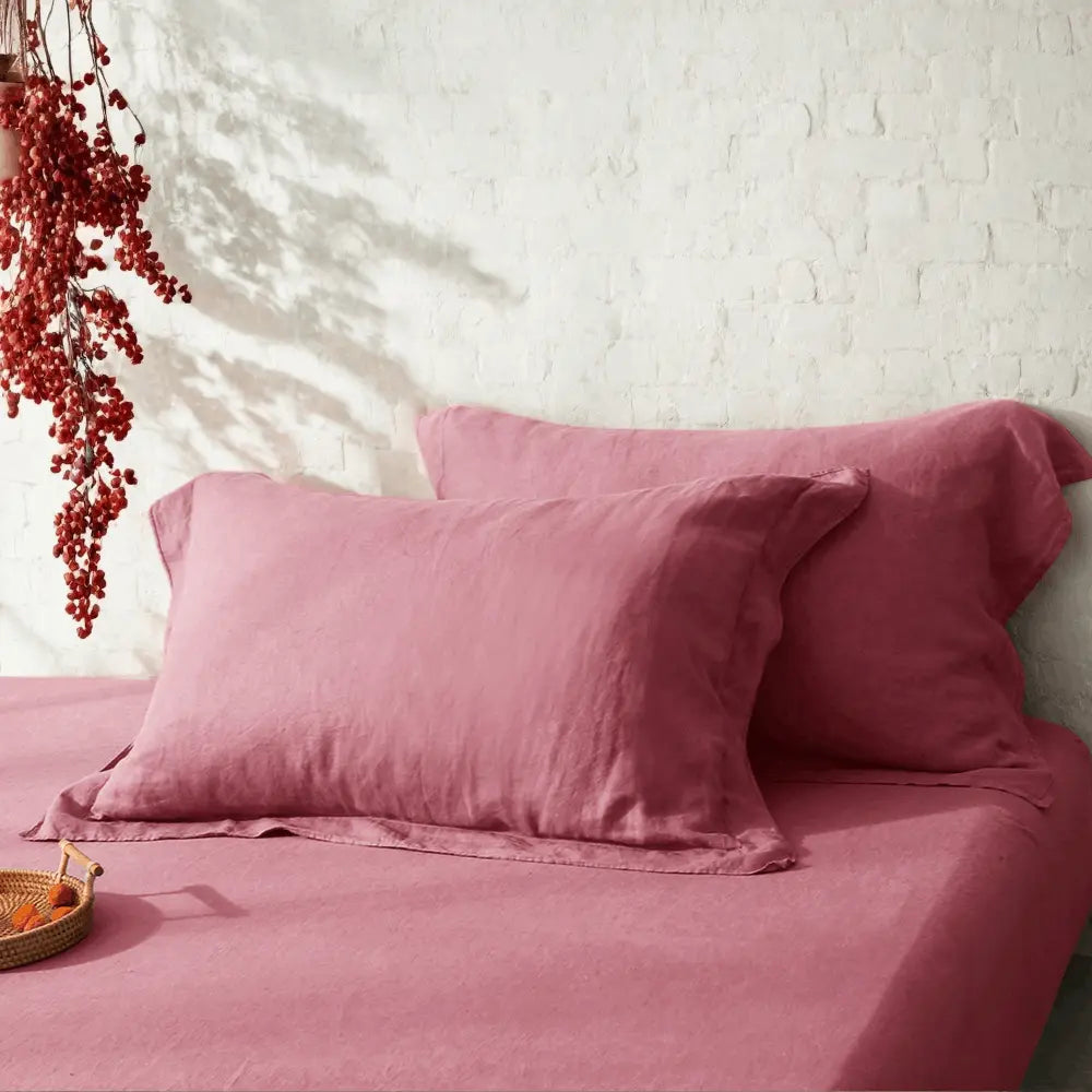 Light Plum 100% Organic Linen Sheets Set-victory symbol